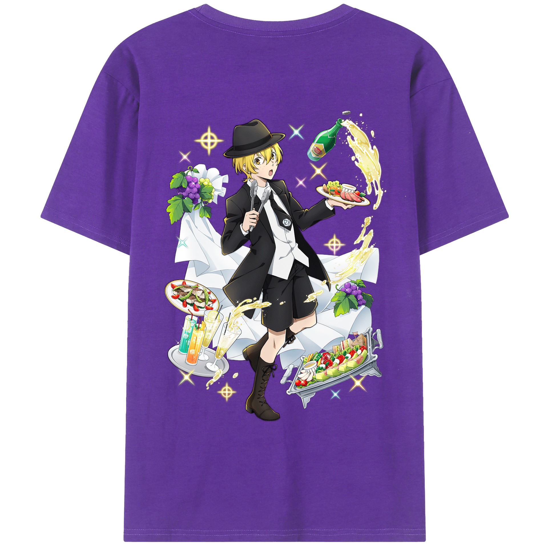 （画像用） 文豪ストレイドッグス Bungo Stray Dogs 綿100％ メンズ半袖Tシャツ（バックプリント） 通気性