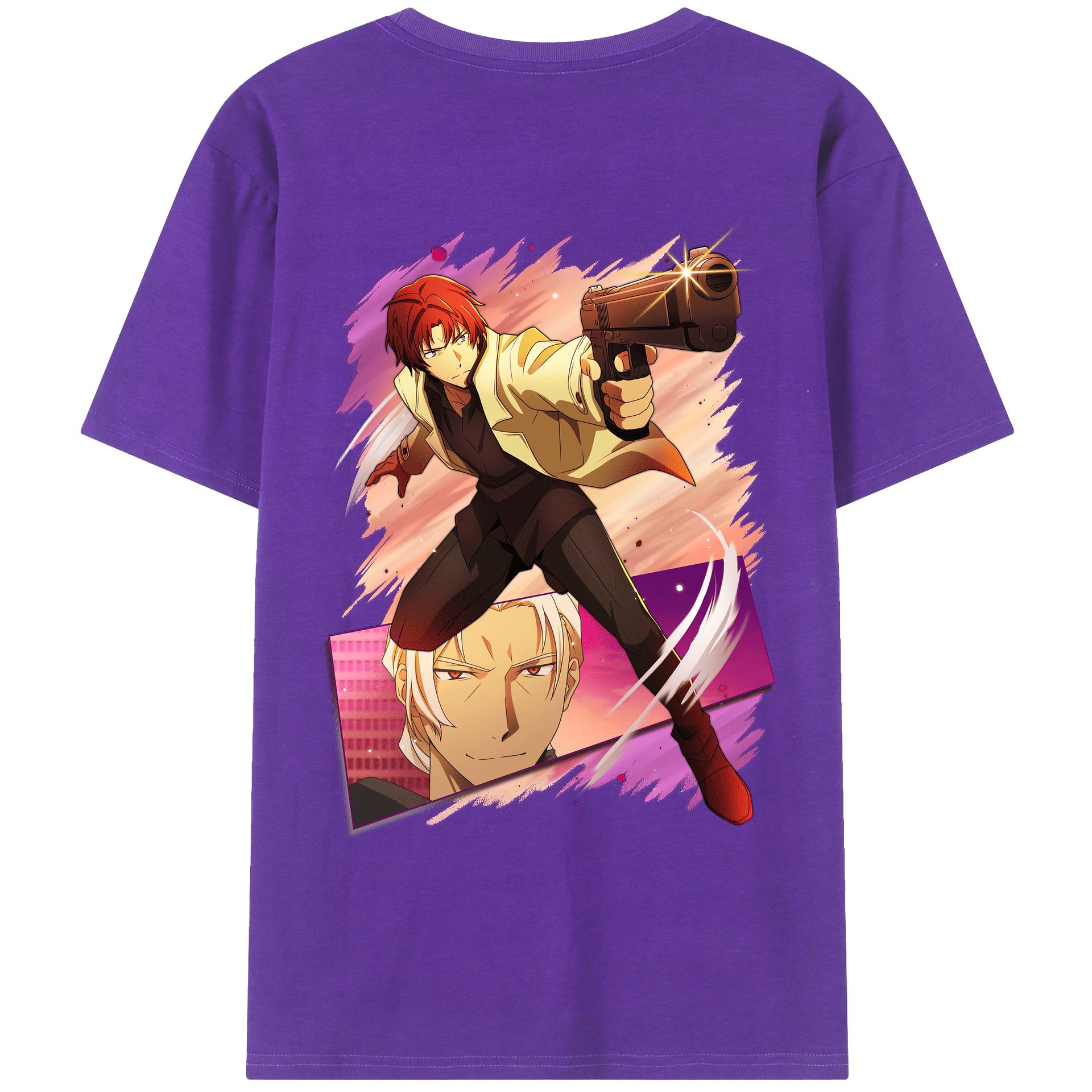 （画像用） 文豪ストレイドッグス Bungo Stray Dogs 綿100％ メンズ半袖Tシャツ（バックプリント） 通気性