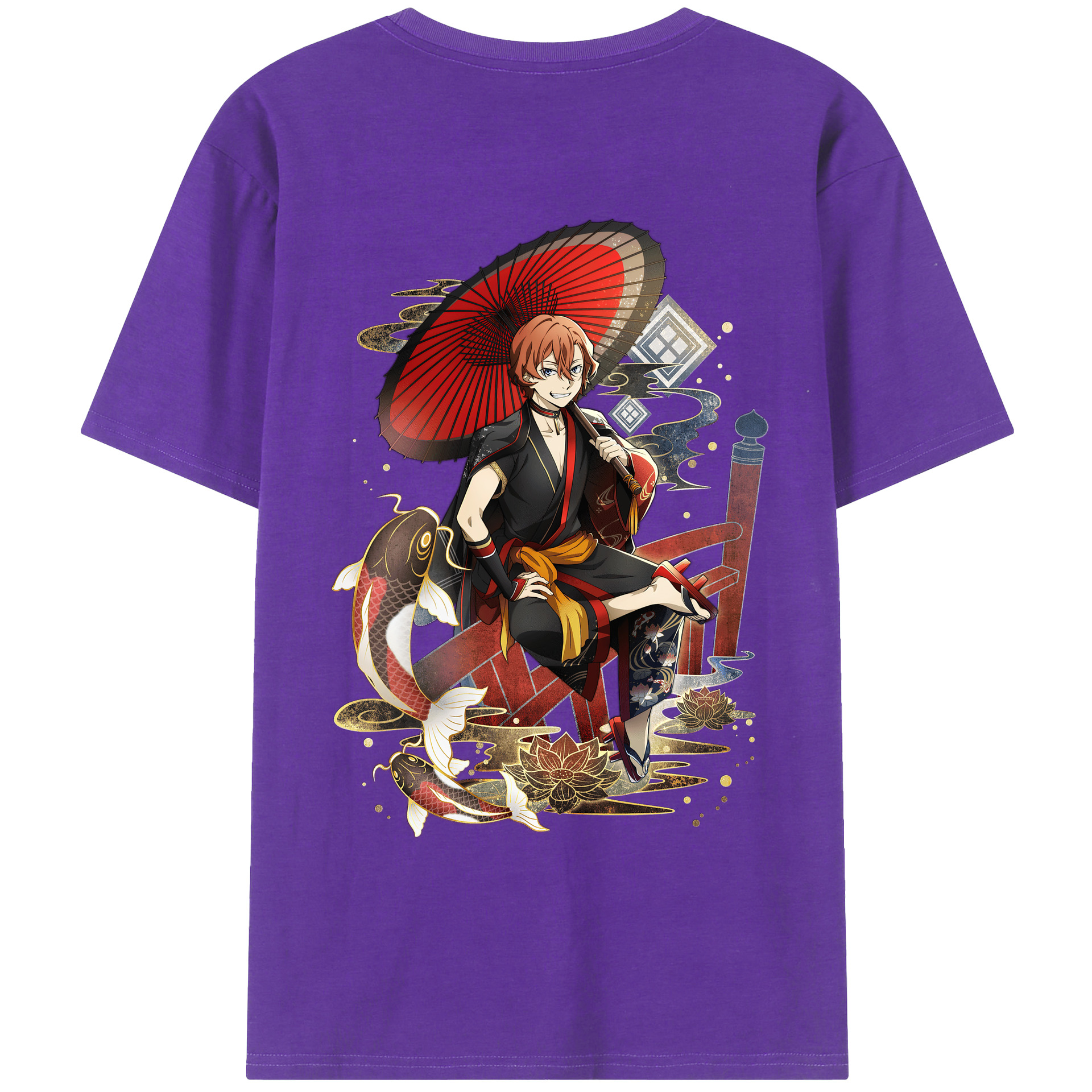 （画像用） 文豪ストレイドッグス Bungo Stray Dogs 綿100％ メンズ半袖Tシャツ（バックプリント） 通気性