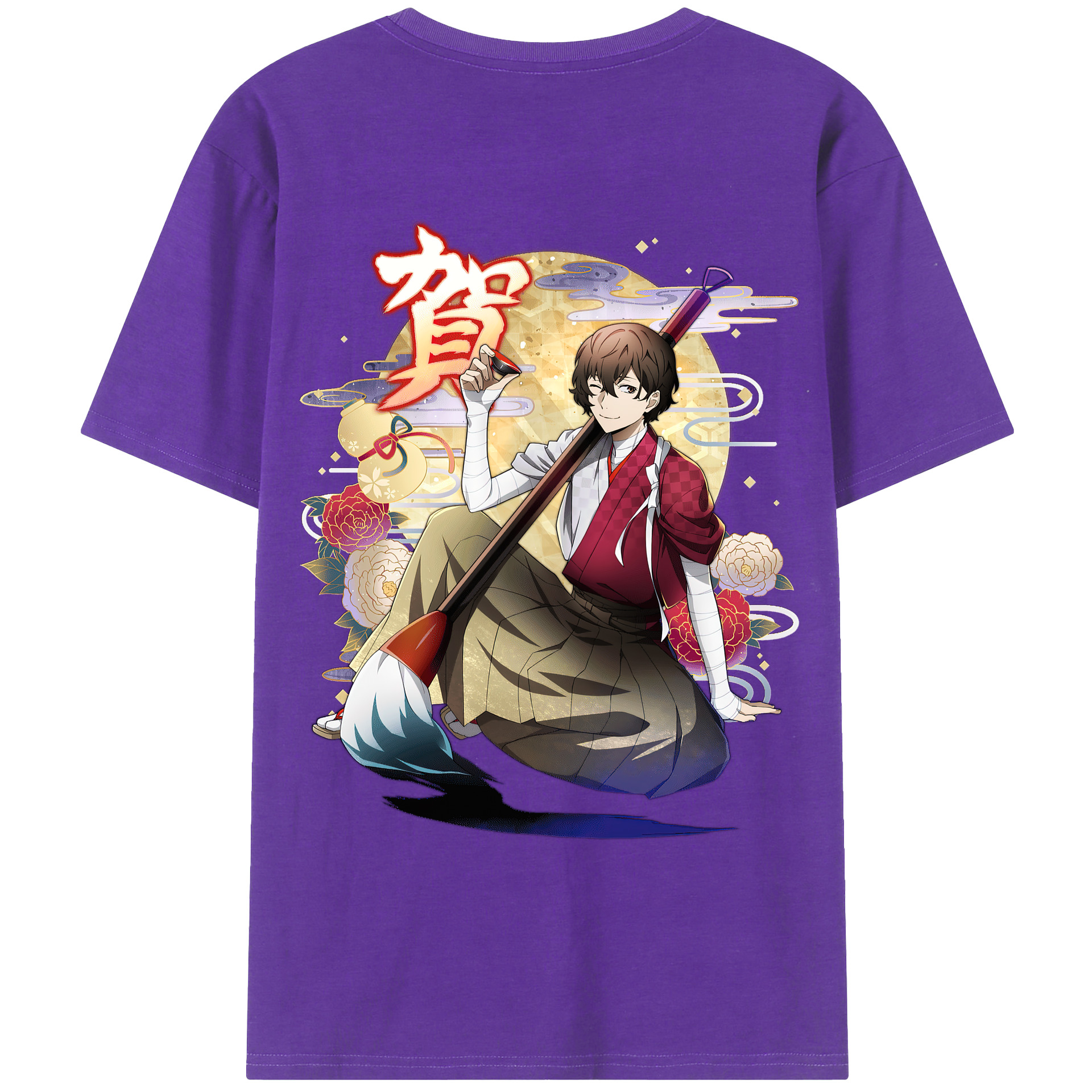 （画像用） 文豪ストレイドッグス Bungo Stray Dogs 綿100％ メンズ半袖Tシャツ（バックプリント） 通気性