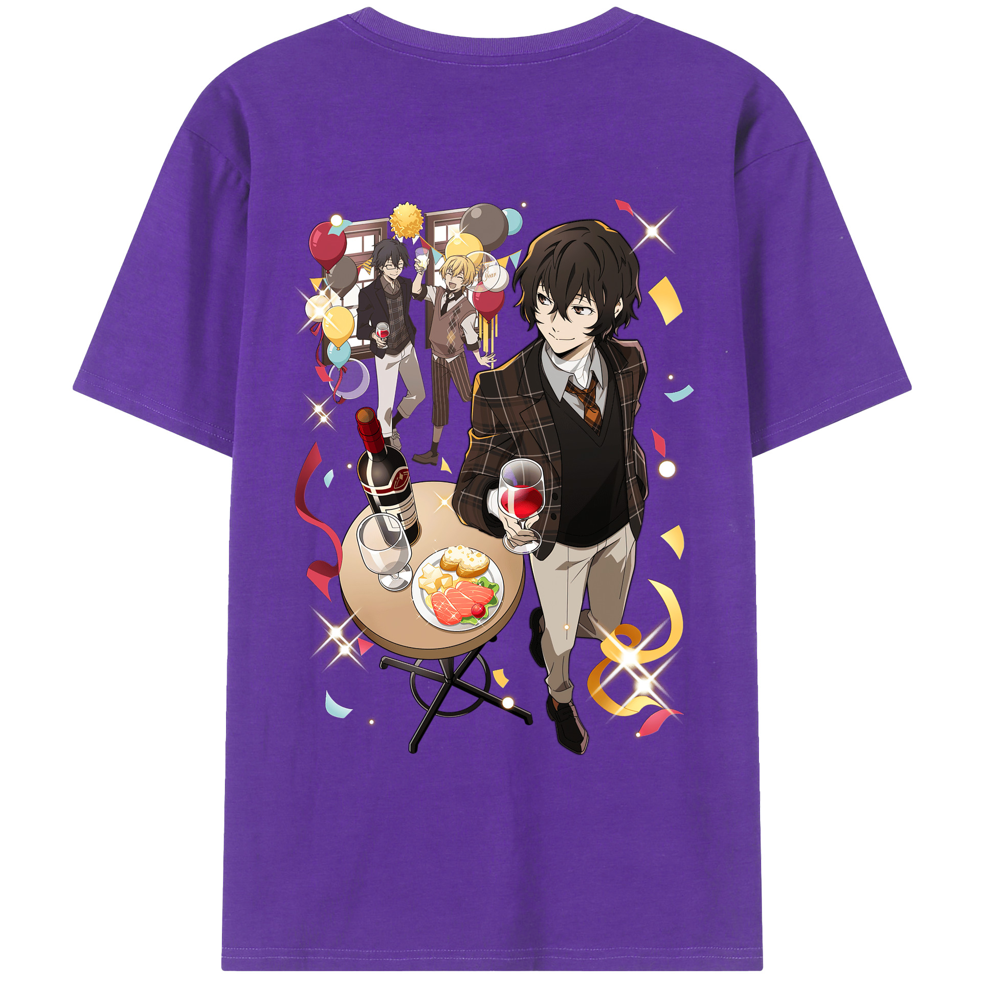 （画像用） 文豪ストレイドッグス Bungo Stray Dogs 綿100％ メンズ半袖Tシャツ（バックプリント） 通気性