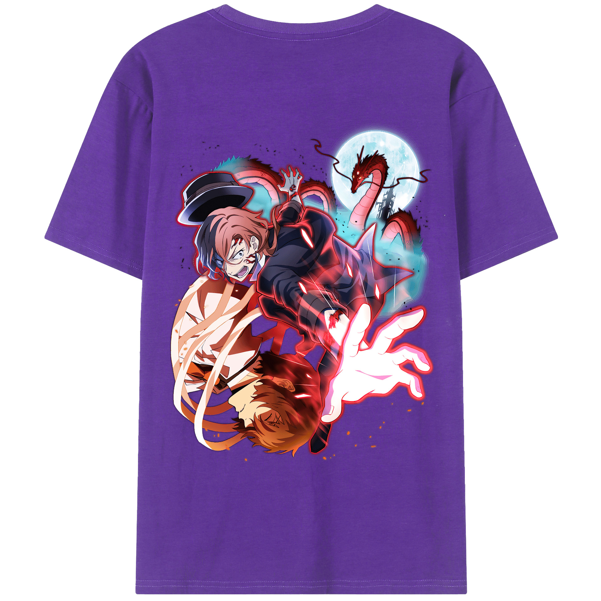 （画像用） 文豪ストレイドッグス Bungo Stray Dogs 綿100％ メンズ半袖Tシャツ（バックプリント） 通気性