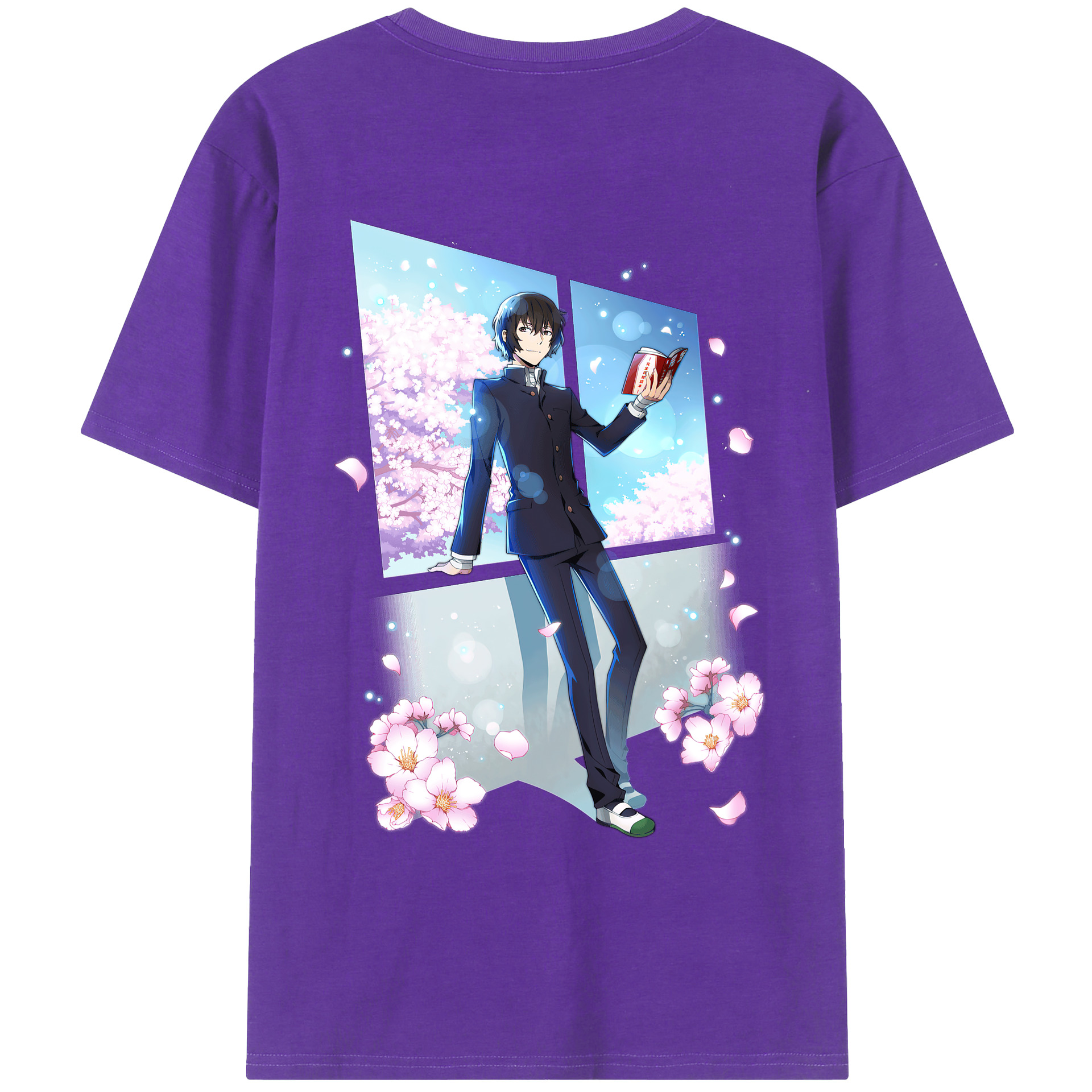 （画像用） 文豪ストレイドッグス Bungo Stray Dogs 綿100％ メンズ半袖Tシャツ（バックプリント） 通気性