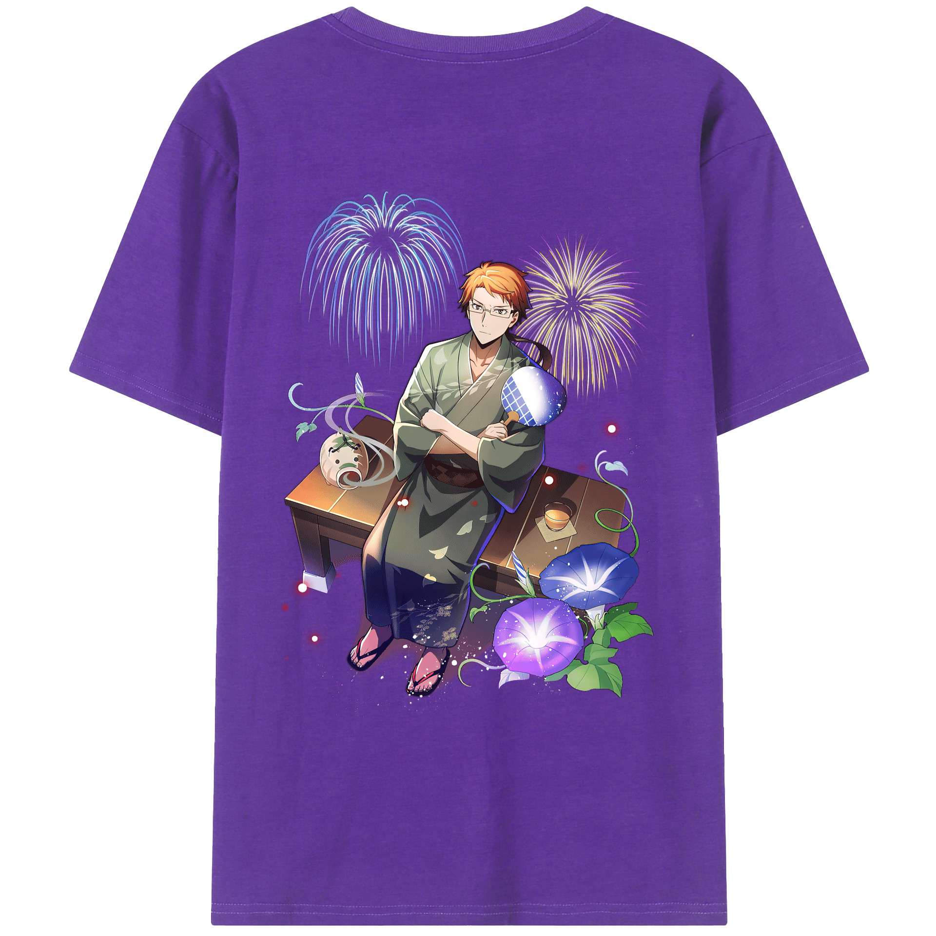 （画像用） 文豪ストレイドッグス Bungo Stray Dogs 綿100％ メンズ半袖Tシャツ（バックプリント） 通気性