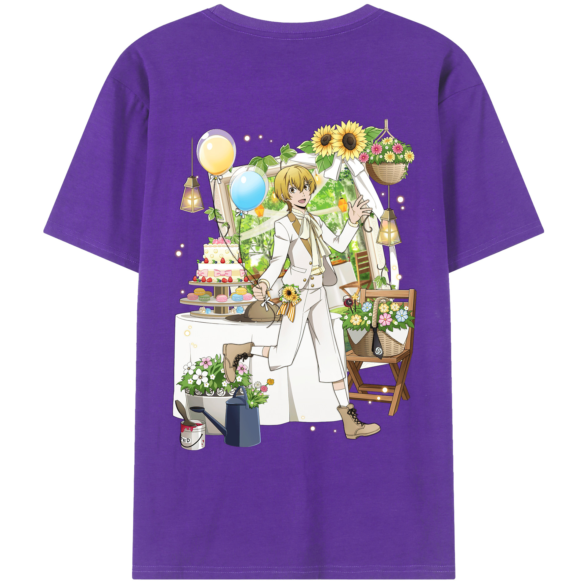 （画像用） 文豪ストレイドッグス Bungo Stray Dogs 綿100％ メンズ半袖Tシャツ（バックプリント） 通気性