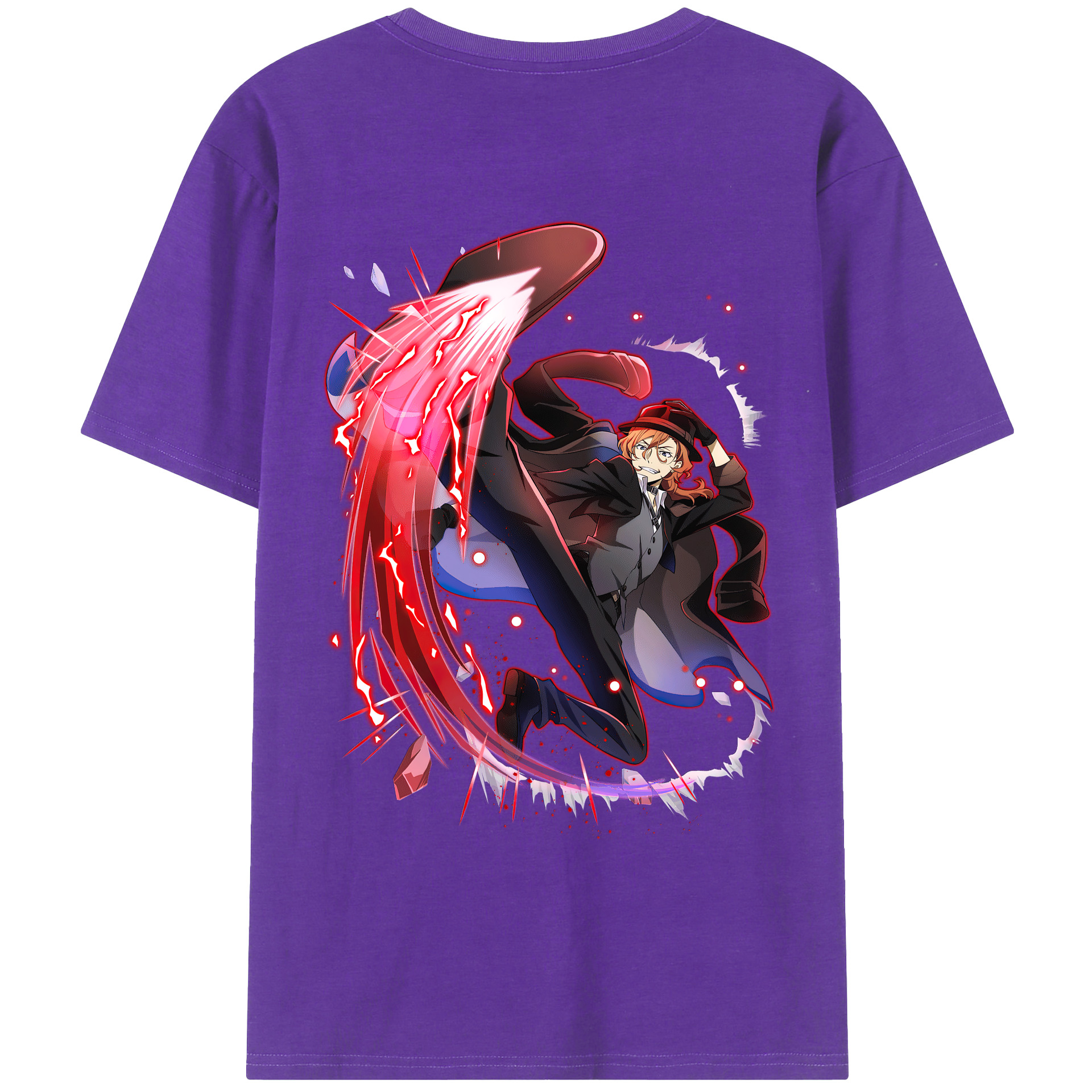 （画像用） 文豪ストレイドッグス Bungo Stray Dogs 綿100％ メンズ半袖Tシャツ（バックプリント） 通気性