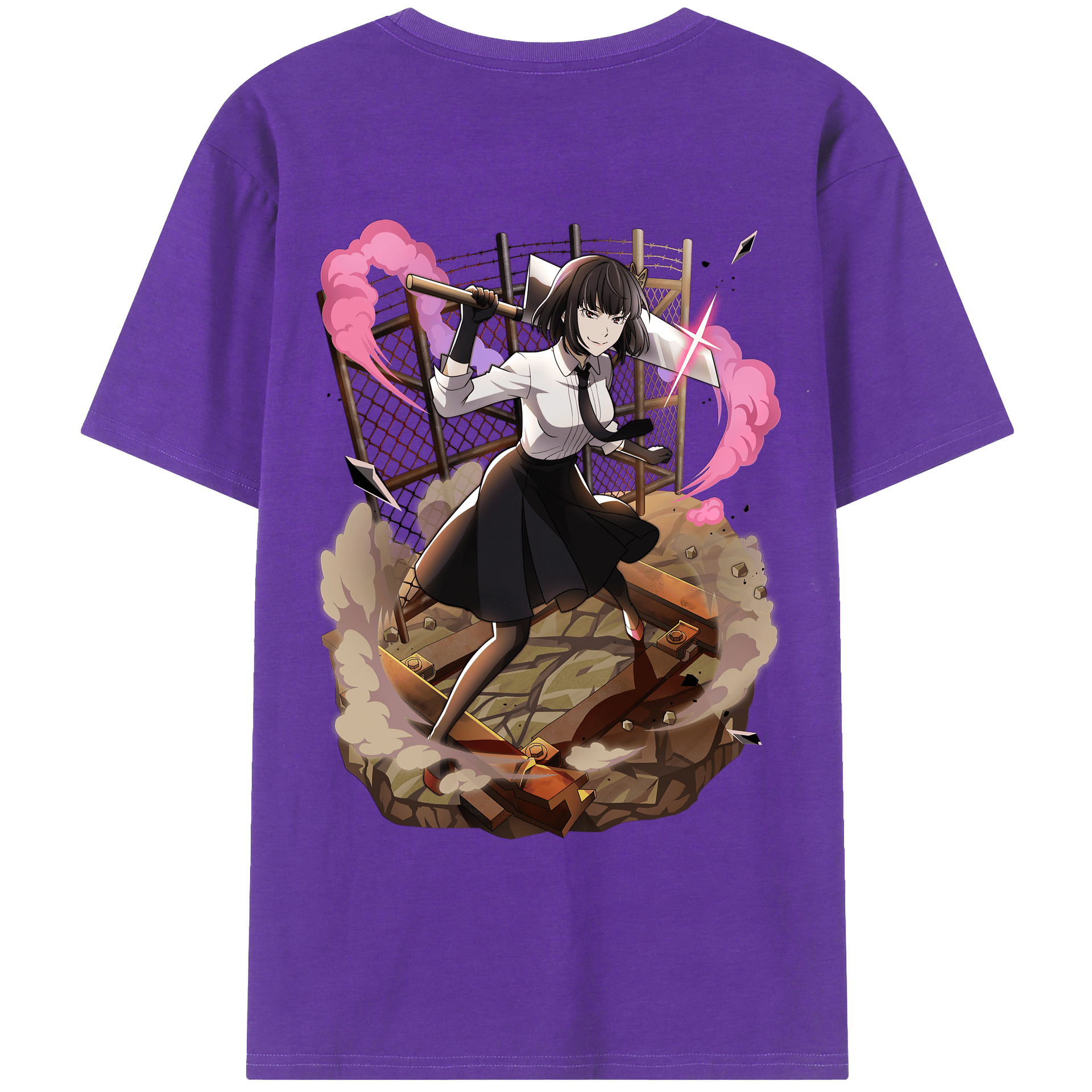（画像用） 文豪ストレイドッグス Bungo Stray Dogs 綿100％ メンズ半袖Tシャツ（バックプリント） 通気性