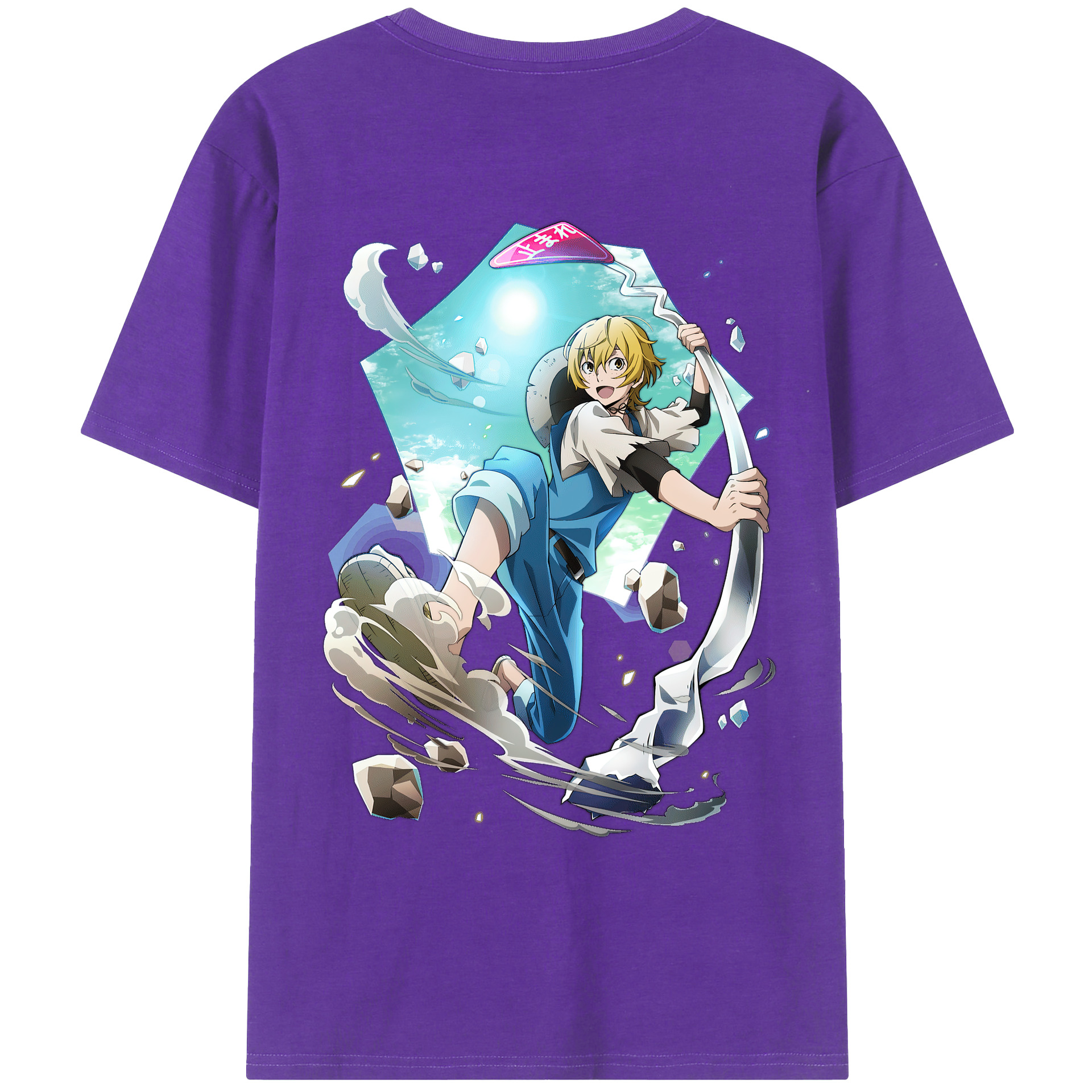 （画像用） 文豪ストレイドッグス Bungo Stray Dogs 綿100％ メンズ半袖Tシャツ（バックプリント） 通気性