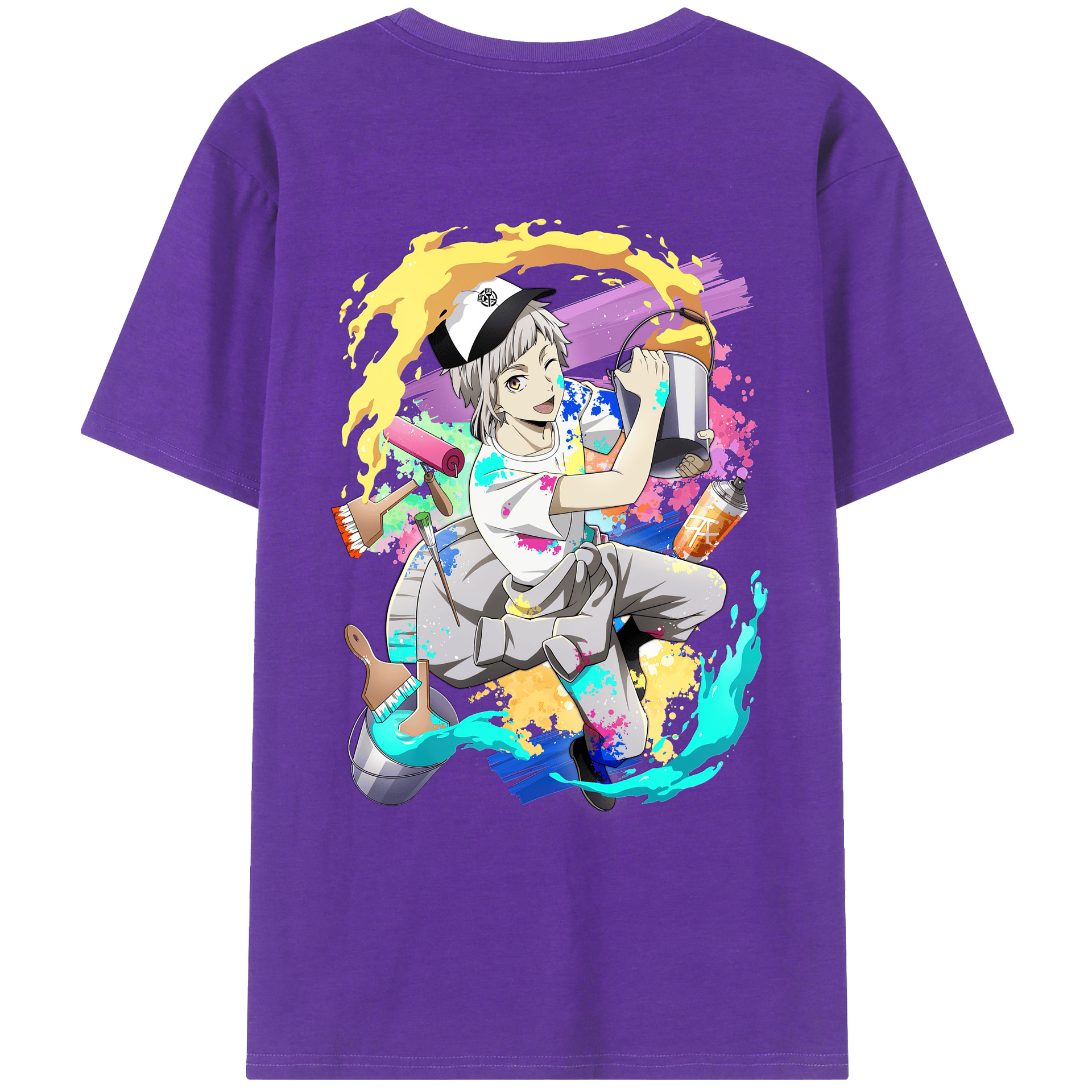 （画像用） 文豪ストレイドッグス Bungo Stray Dogs 綿100％ メンズ半袖Tシャツ（バックプリント） 通気性