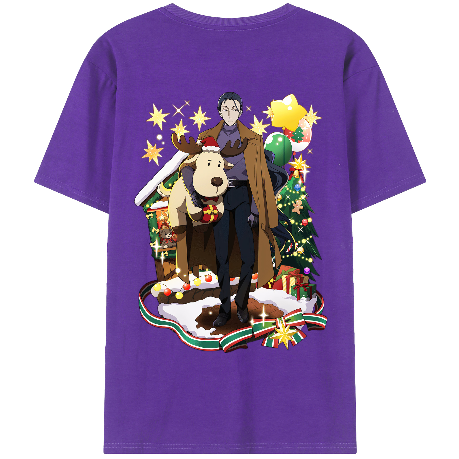 （画像用） 文豪ストレイドッグス Bungo Stray Dogs 綿100％ メンズ半袖Tシャツ（バックプリント） 通気性