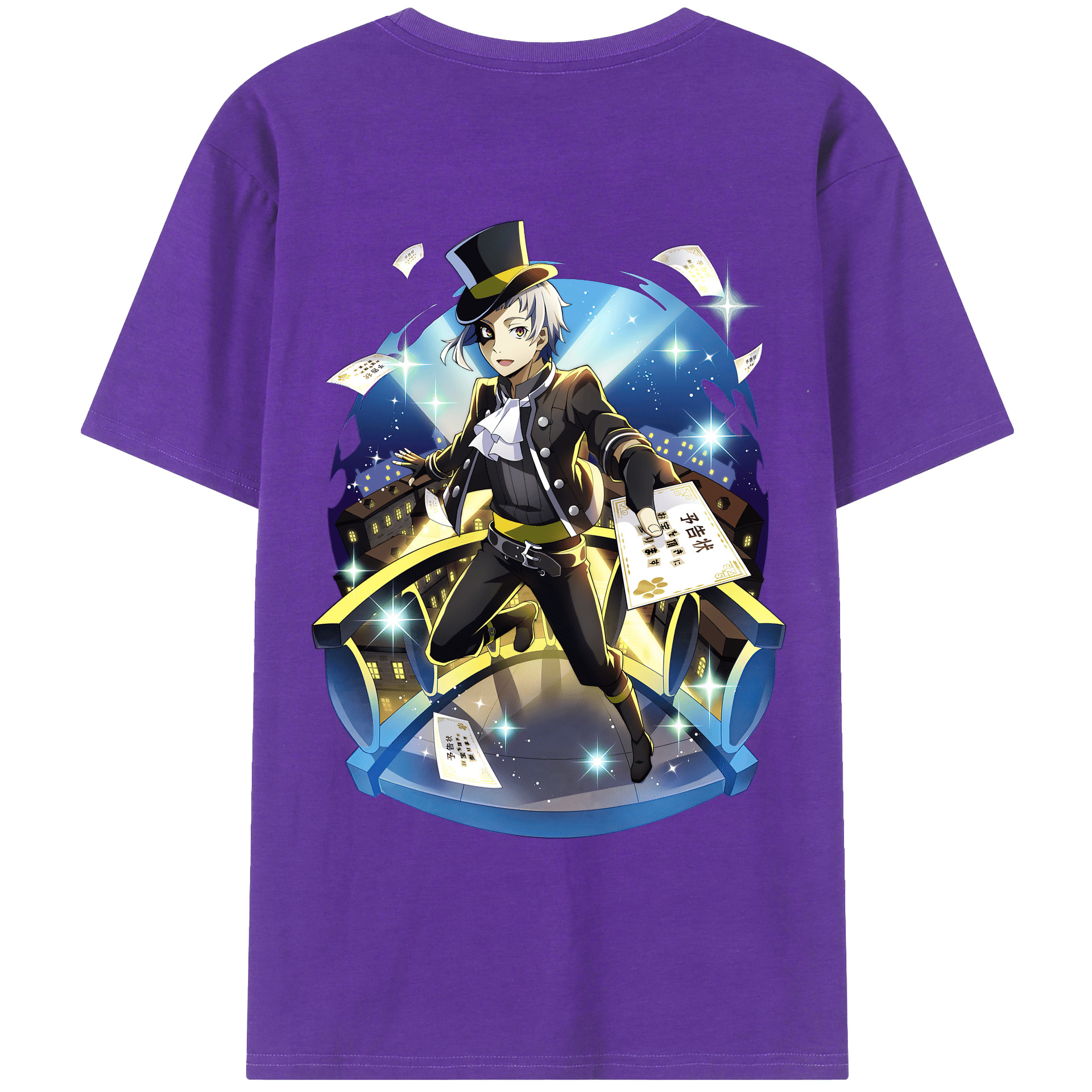 （画像用） 文豪ストレイドッグス Bungo Stray Dogs 綿100％ メンズ半袖Tシャツ（バックプリント） 通気性