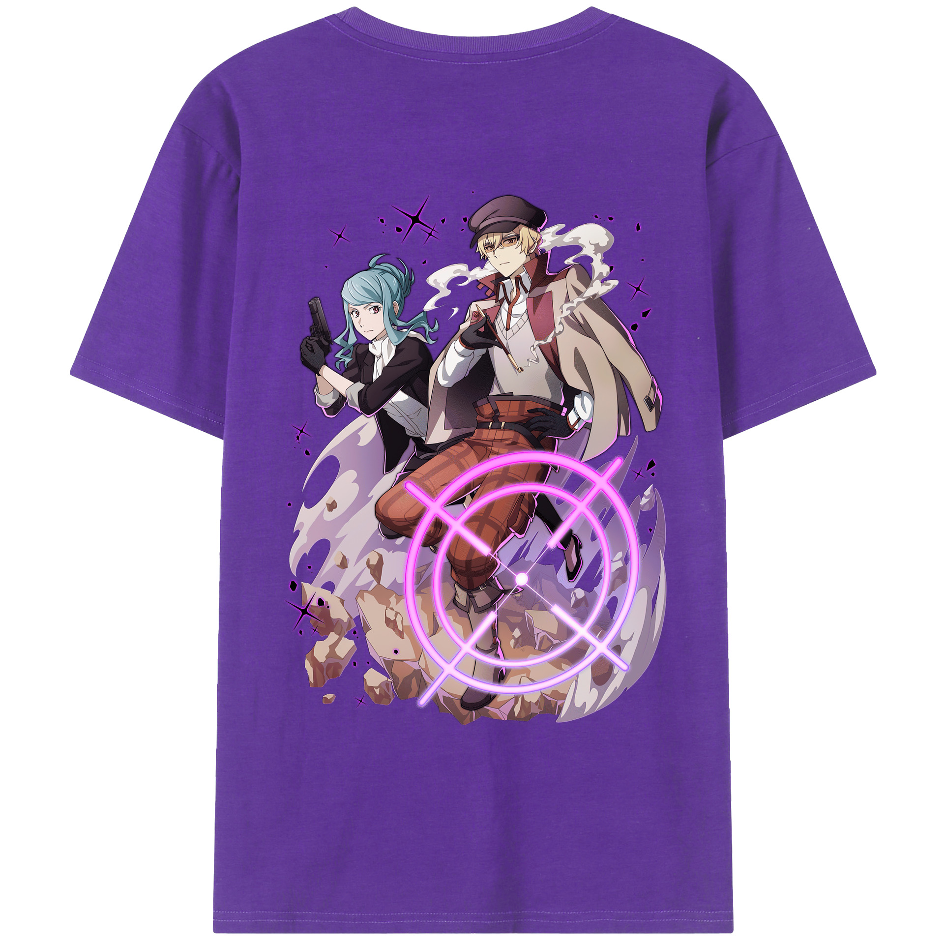 （画像用） 文豪ストレイドッグス Bungo Stray Dogs 綿100％ メンズ半袖Tシャツ（バックプリント） 通気性