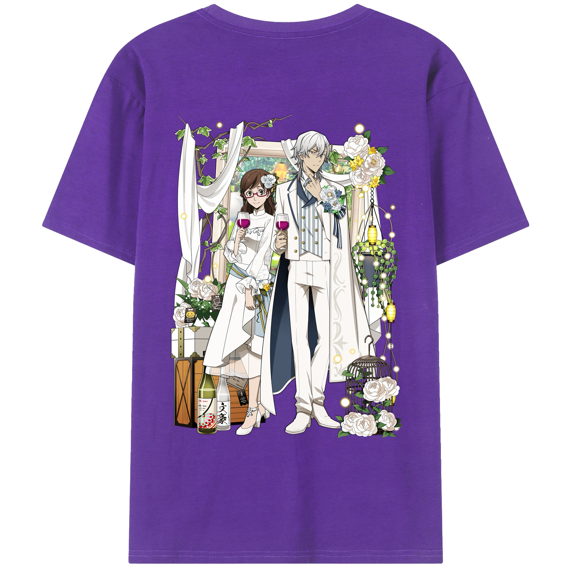 （画像用） 文豪ストレイドッグス Bungo Stray Dogs 綿100％ メンズ半袖Tシャツ（バックプリント） 通気性