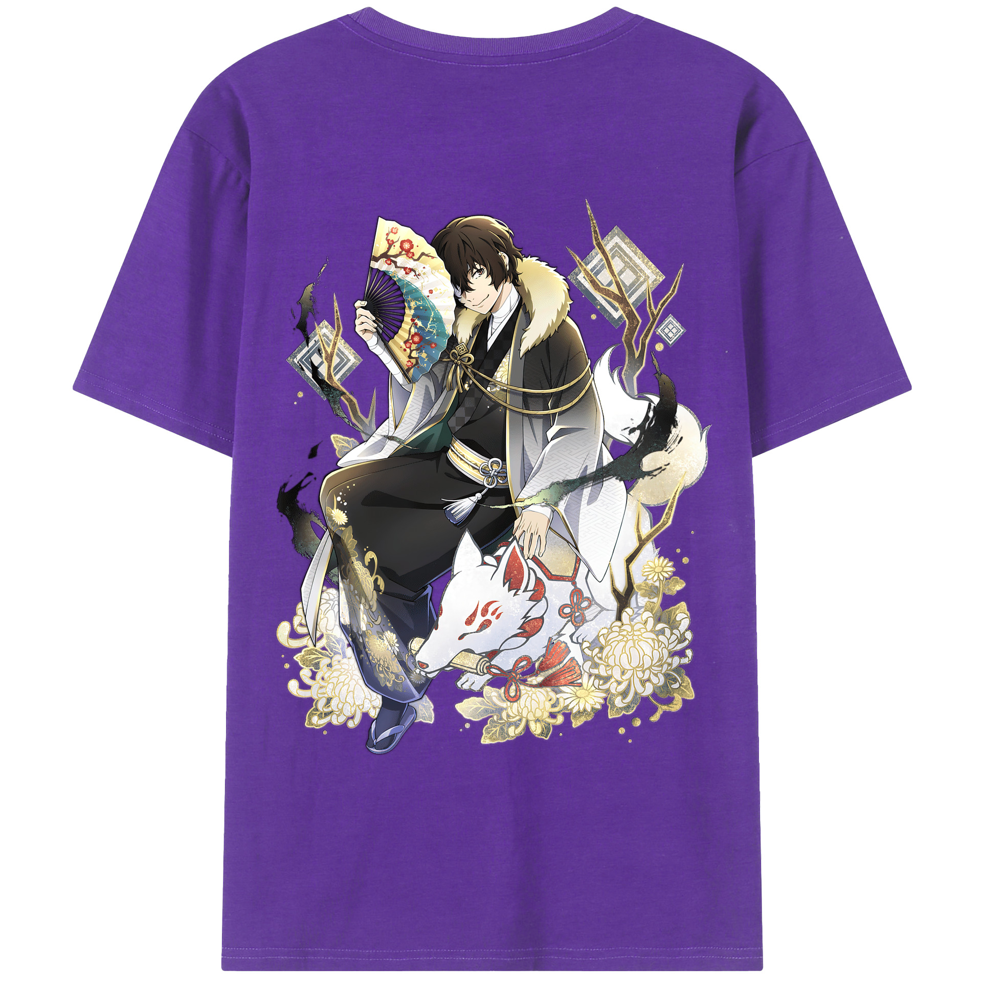文豪ストレイドッグス Bungo Stray Dogs 綿100％ メンズ半袖Tシャツ（バックプリント） 通気性