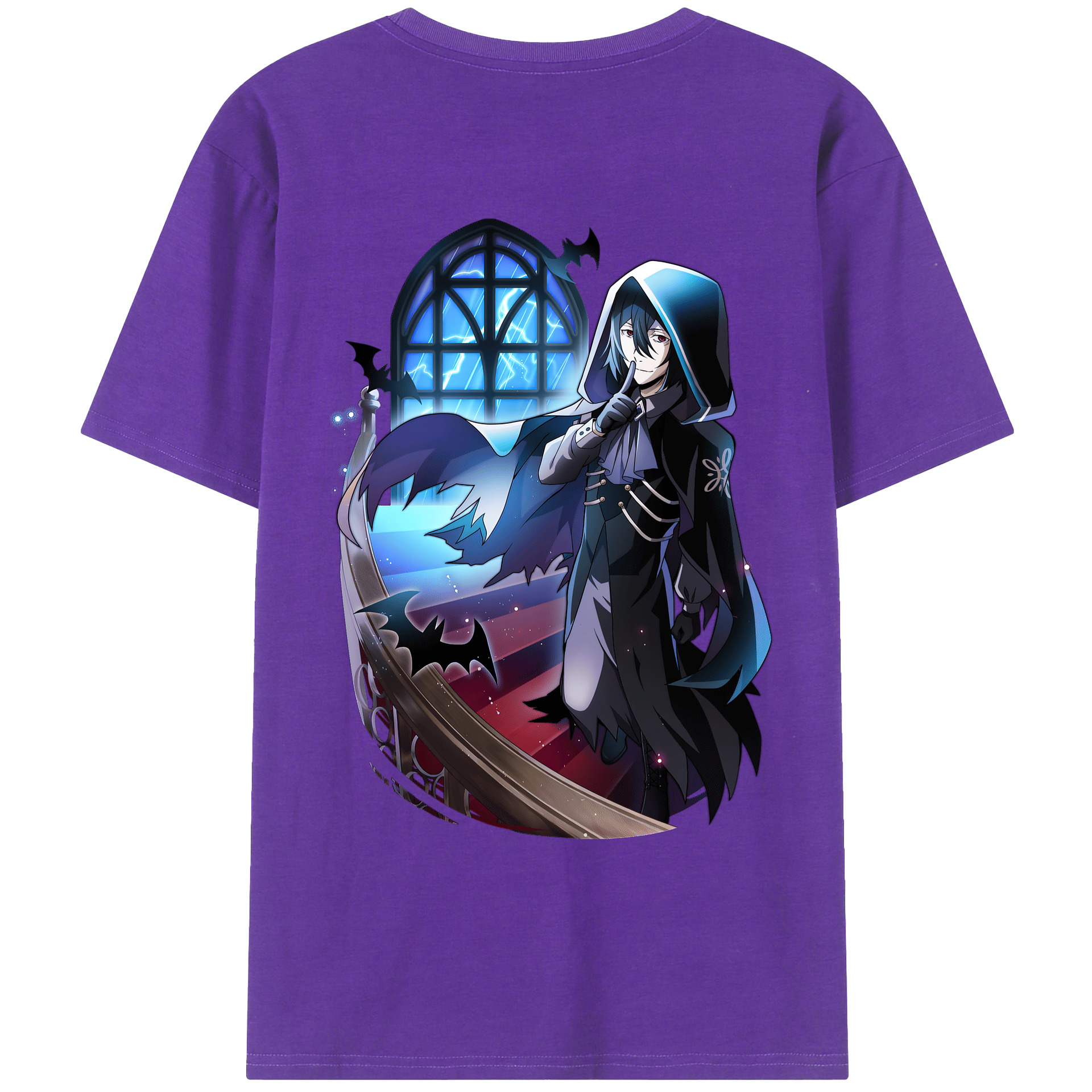 （画像用） 文豪ストレイドッグス Bungo Stray Dogs 綿100％ メンズ半袖Tシャツ（バックプリント） 通気性