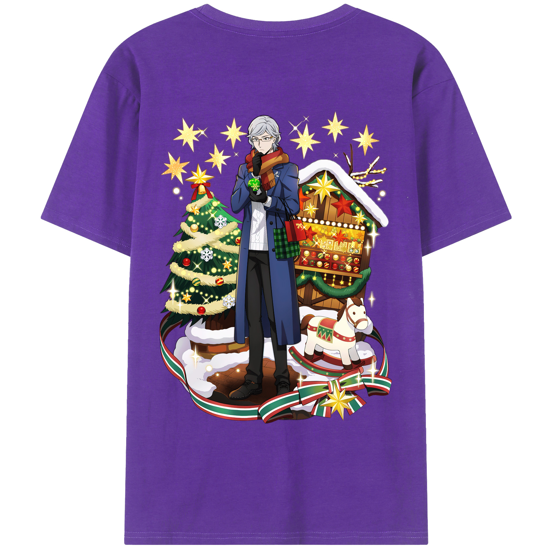 （画像用） 文豪ストレイドッグス Bungo Stray Dogs 綿100％ メンズ半袖Tシャツ（バックプリント） 通気性