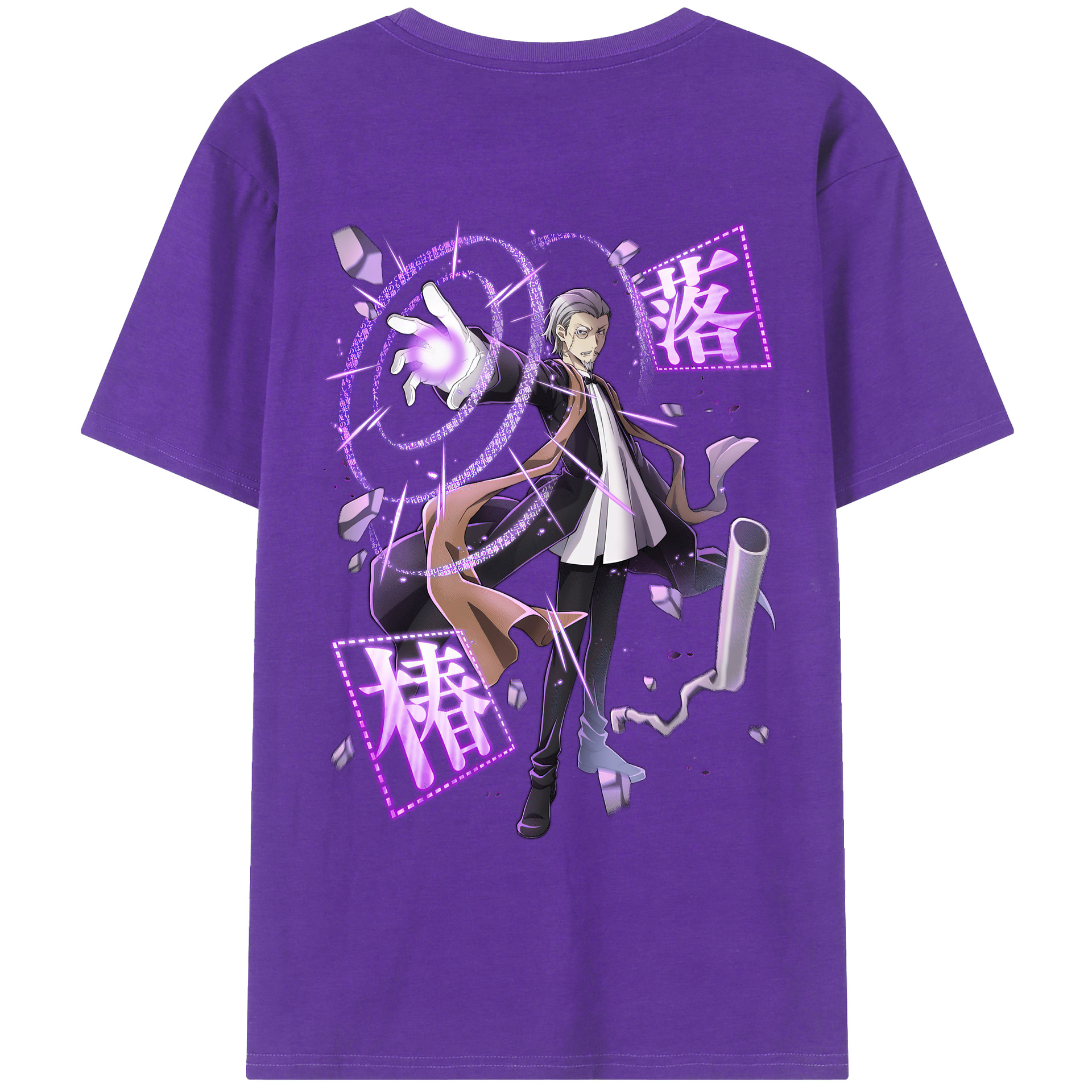 （画像用） 文豪ストレイドッグス Bungo Stray Dogs 綿100％ メンズ半袖Tシャツ（バックプリント） 通気性