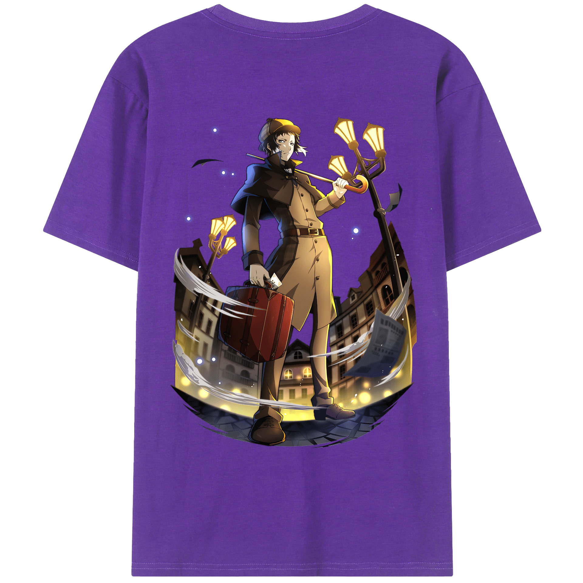 （画像用） 文豪ストレイドッグス Bungo Stray Dogs 綿100％ メンズ半袖Tシャツ（バックプリント） 通気性
