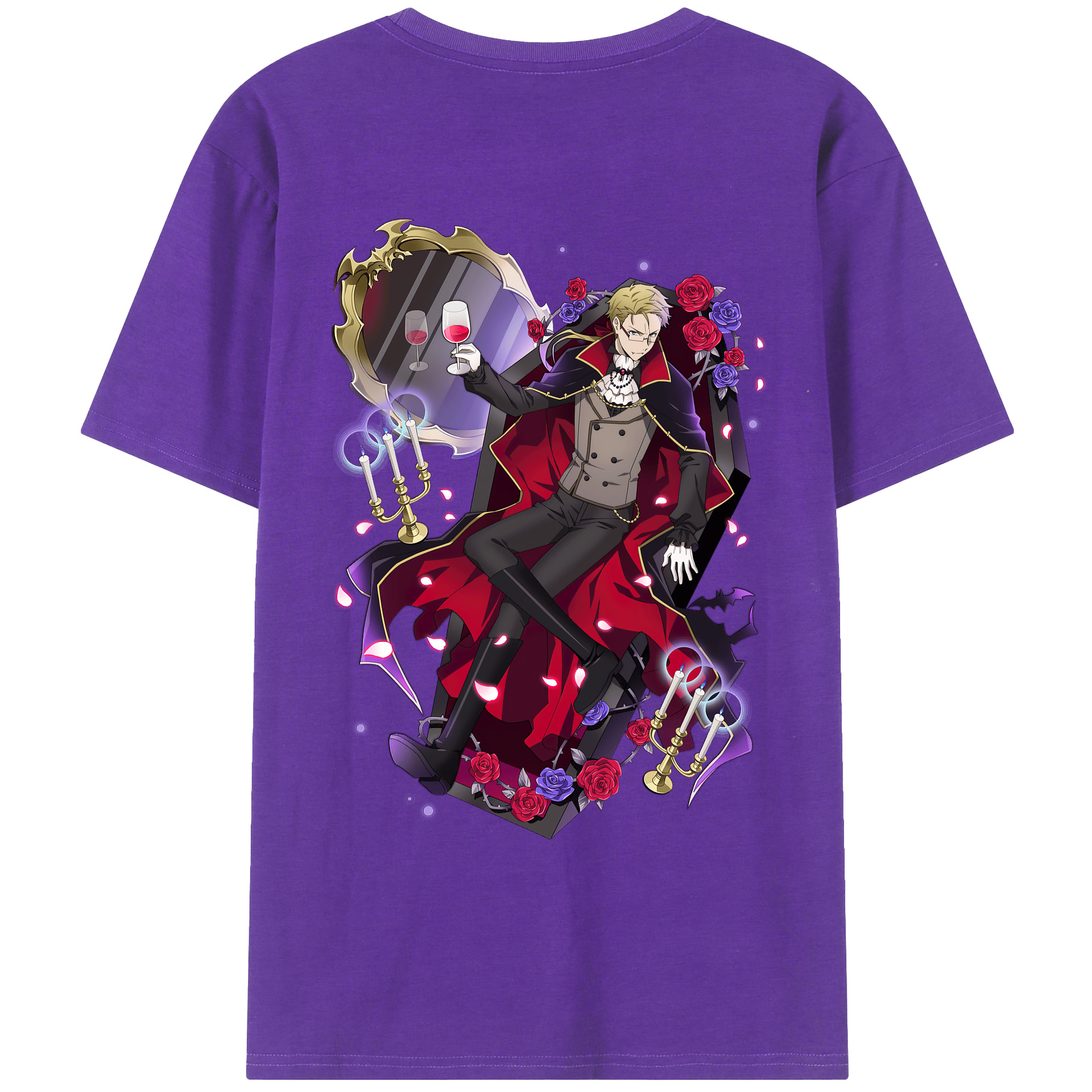 （画像用） 文豪ストレイドッグス Bungo Stray Dogs 綿100％ メンズ半袖Tシャツ（バックプリント） 通気性