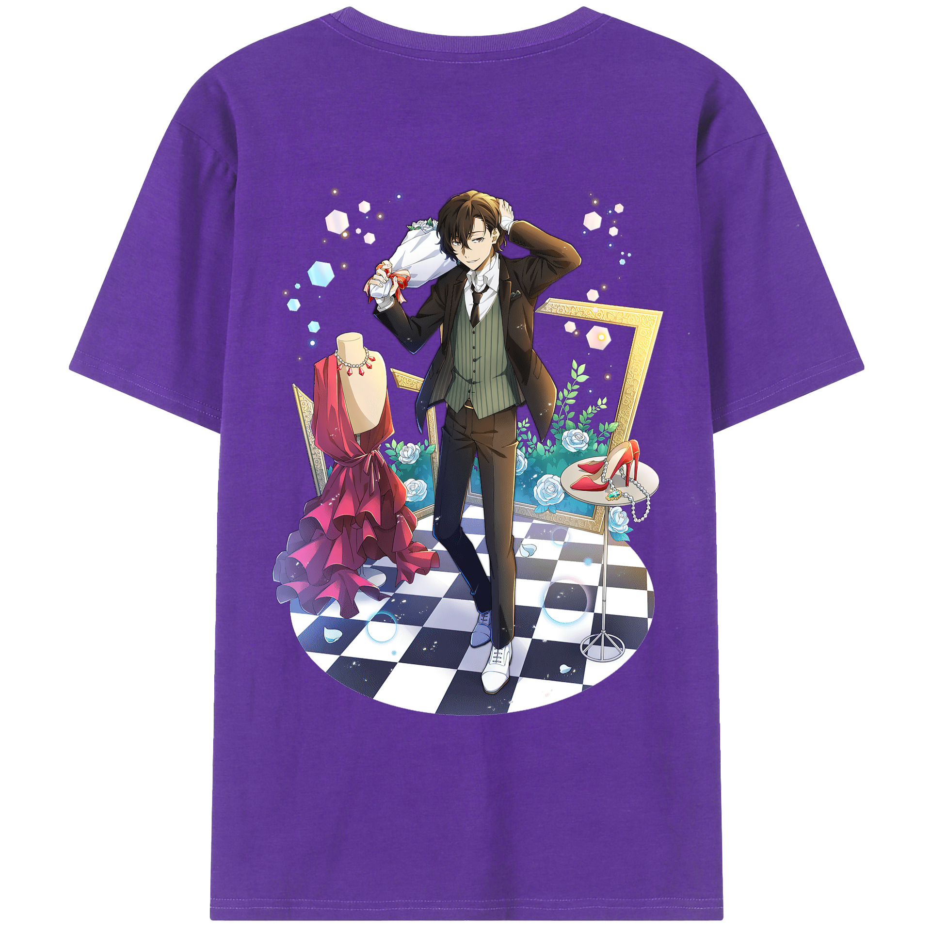 （画像用） 文豪ストレイドッグス Bungo Stray Dogs 綿100％ メンズ半袖Tシャツ（バックプリント） 通気性