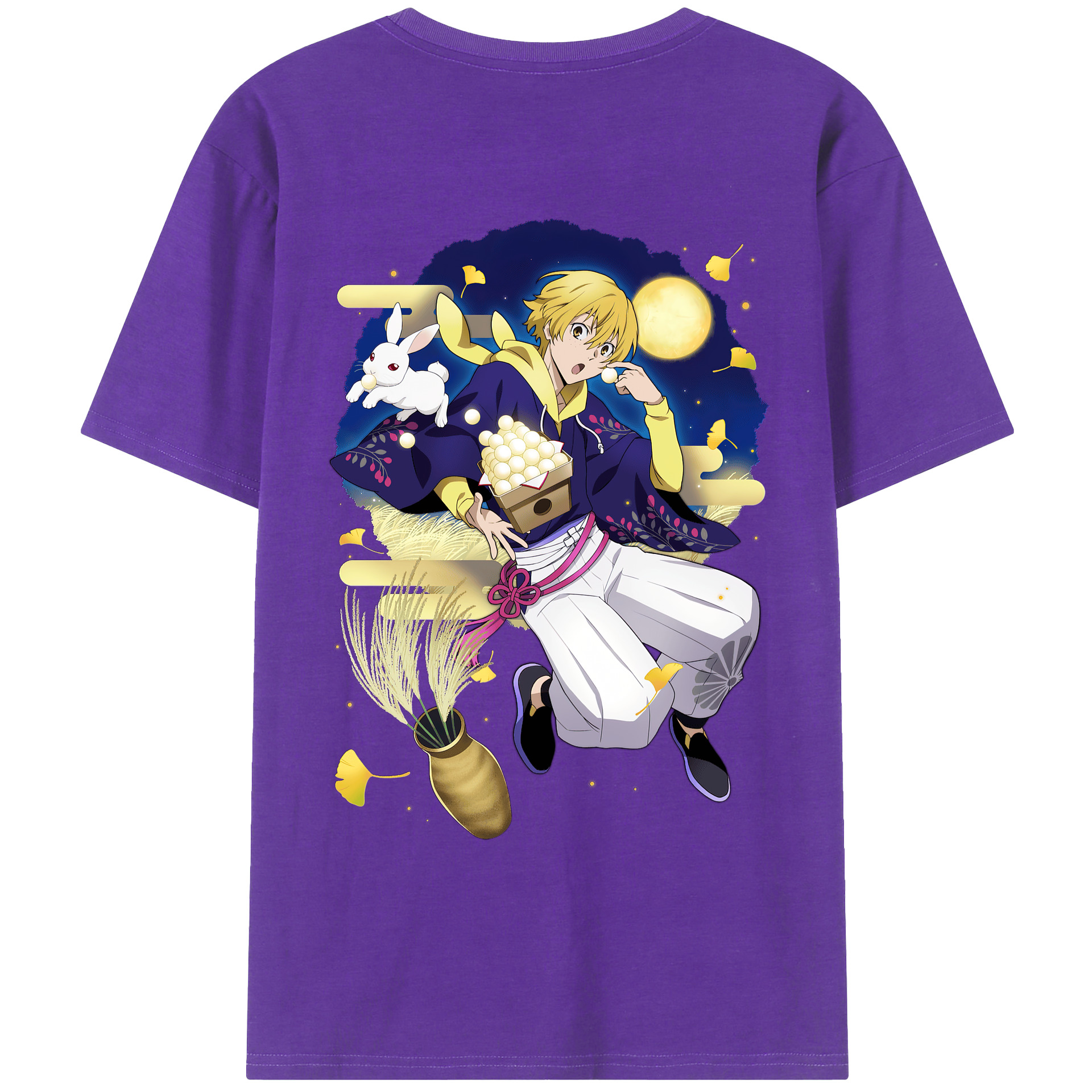 （画像用） 文豪ストレイドッグス Bungo Stray Dogs 綿100％ メンズ半袖Tシャツ（バックプリント） 通気性