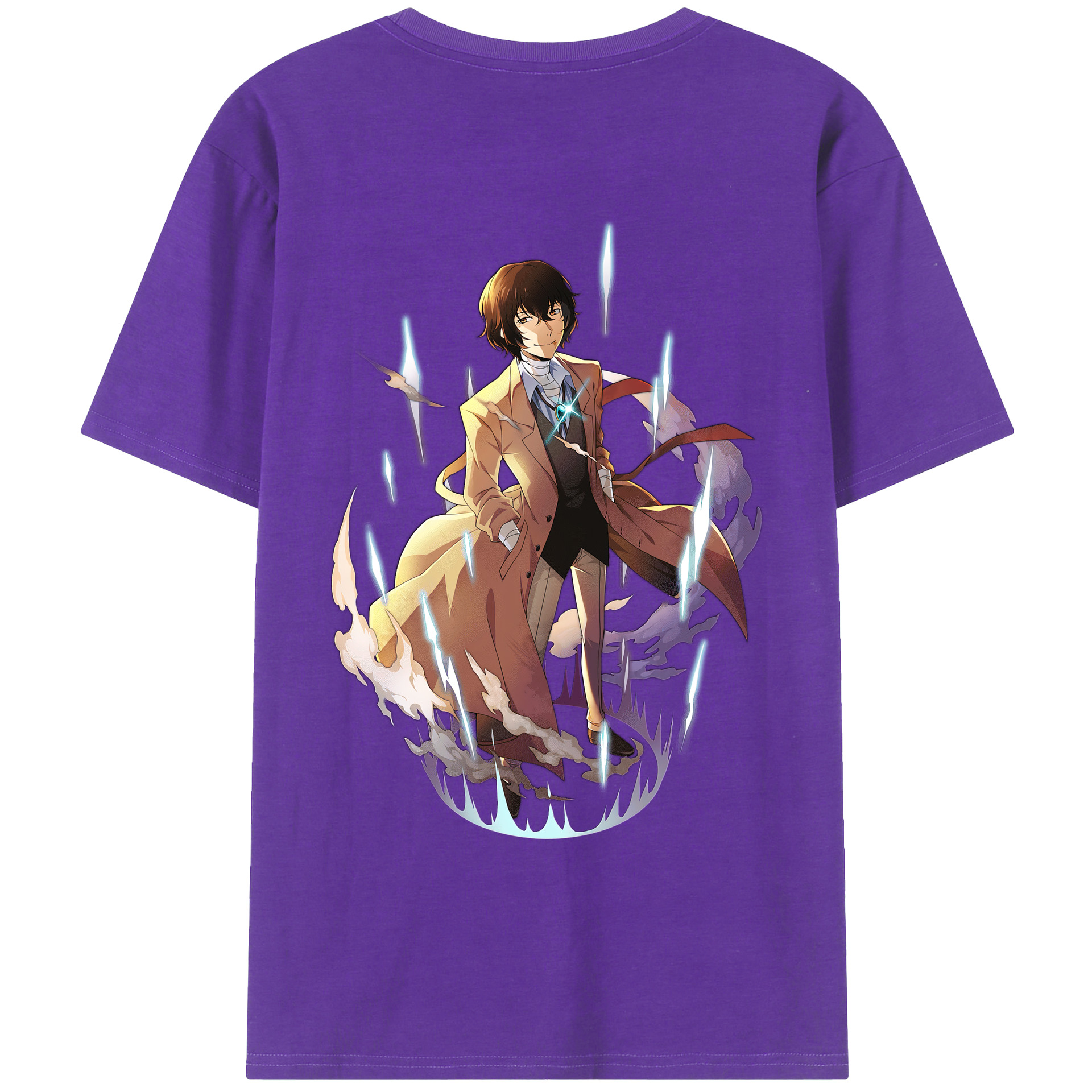 （画像用） 文豪ストレイドッグス Bungo Stray Dogs 綿100％ メンズ半袖Tシャツ（バックプリント） 通気性