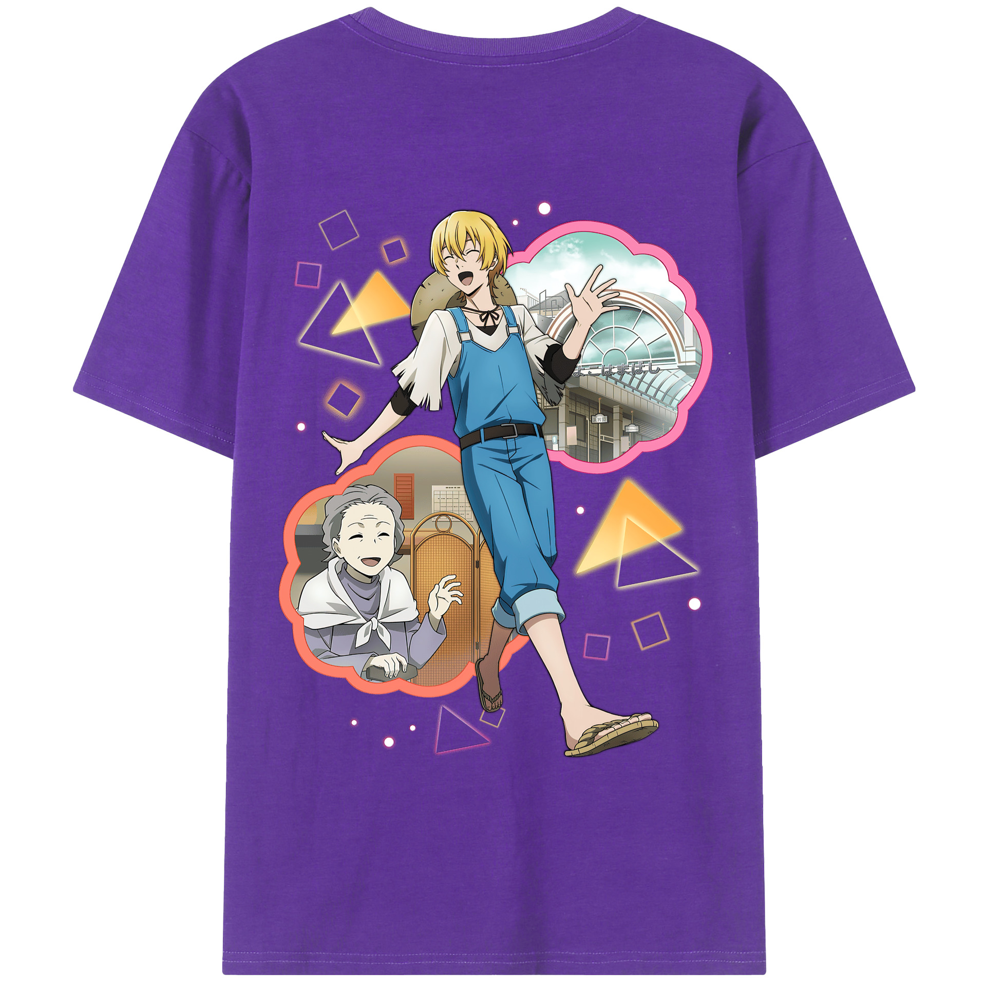 （画像用） 文豪ストレイドッグス Bungo Stray Dogs 綿100％ メンズ半袖Tシャツ（バックプリント） 通気性