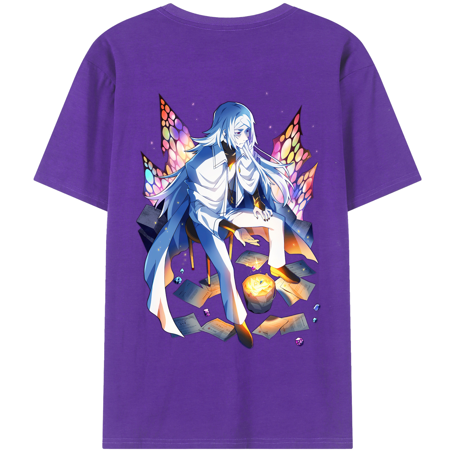 （画像用） 文豪ストレイドッグス Bungo Stray Dogs 綿100％ メンズ半袖Tシャツ（バックプリント） 通気性