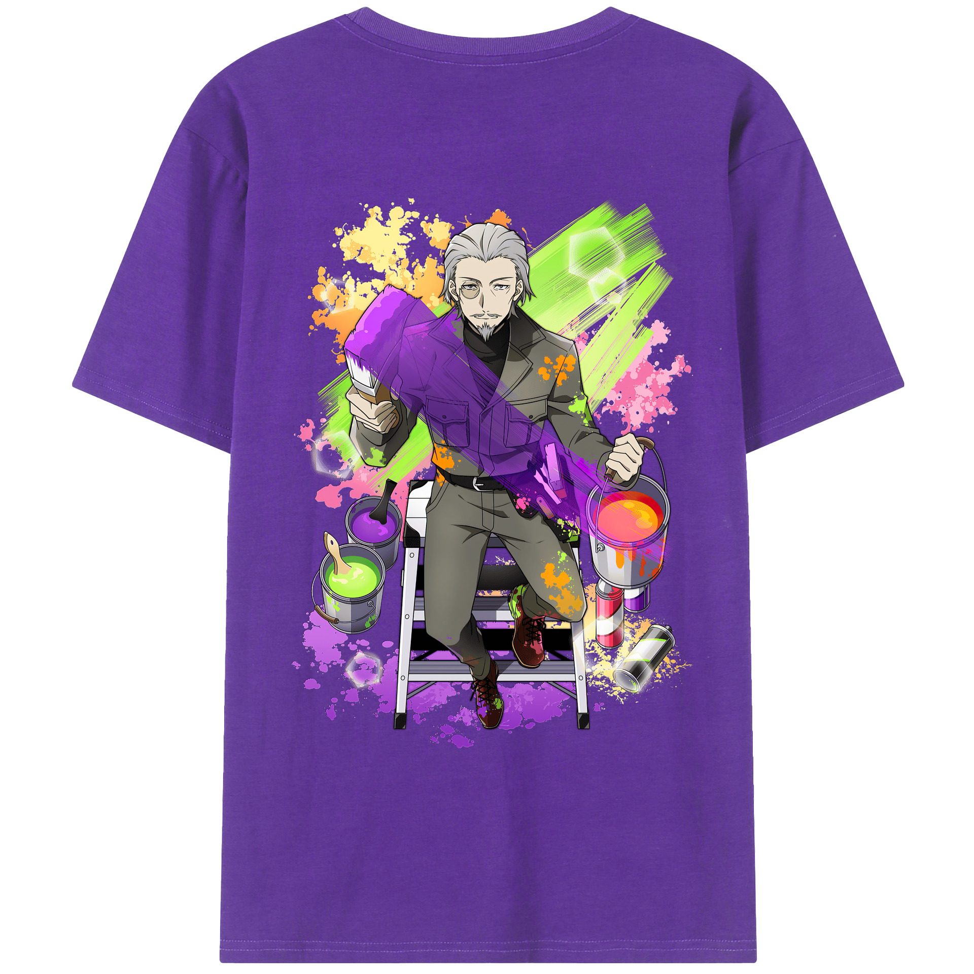 （画像用） 文豪ストレイドッグス Bungo Stray Dogs 綿100％ メンズ半袖Tシャツ（バックプリント） 通気性