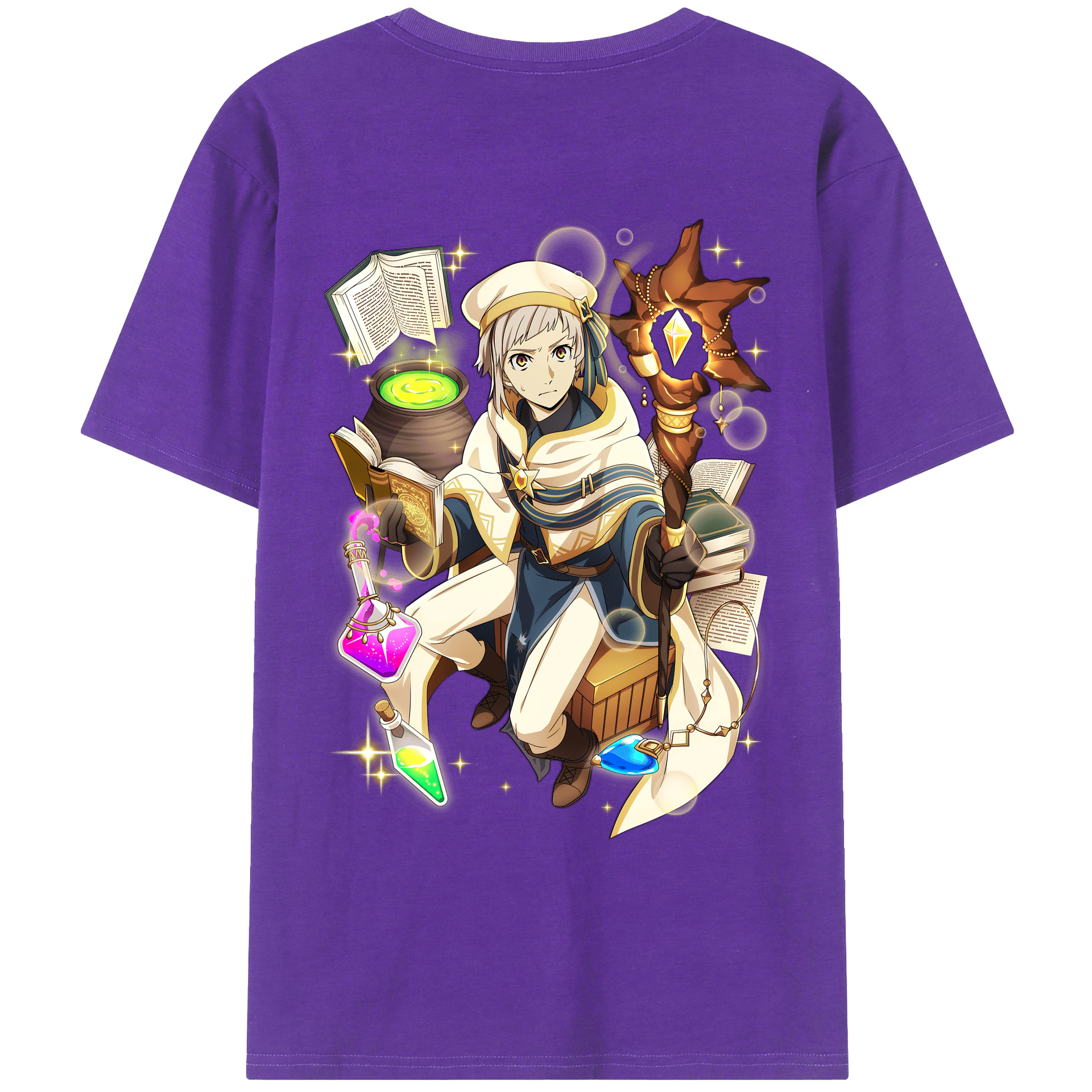 （画像用） 文豪ストレイドッグス Bungo Stray Dogs 綿100％ メンズ半袖Tシャツ（バックプリント） 通気性