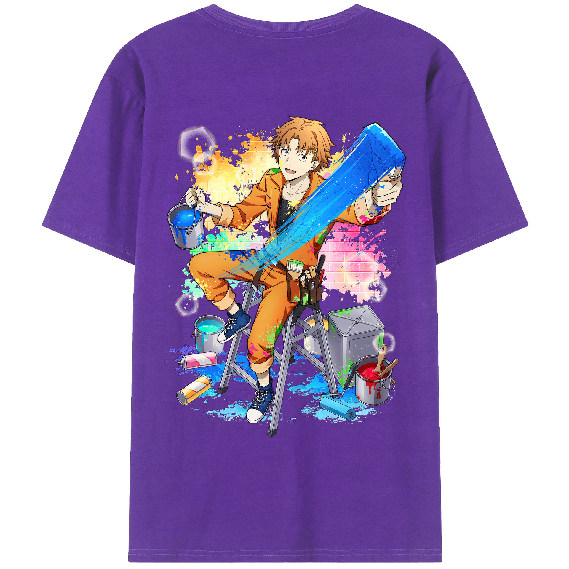 （画像用） 文豪ストレイドッグス Bungo Stray Dogs 綿100％ メンズ半袖Tシャツ（バックプリント） 通気性