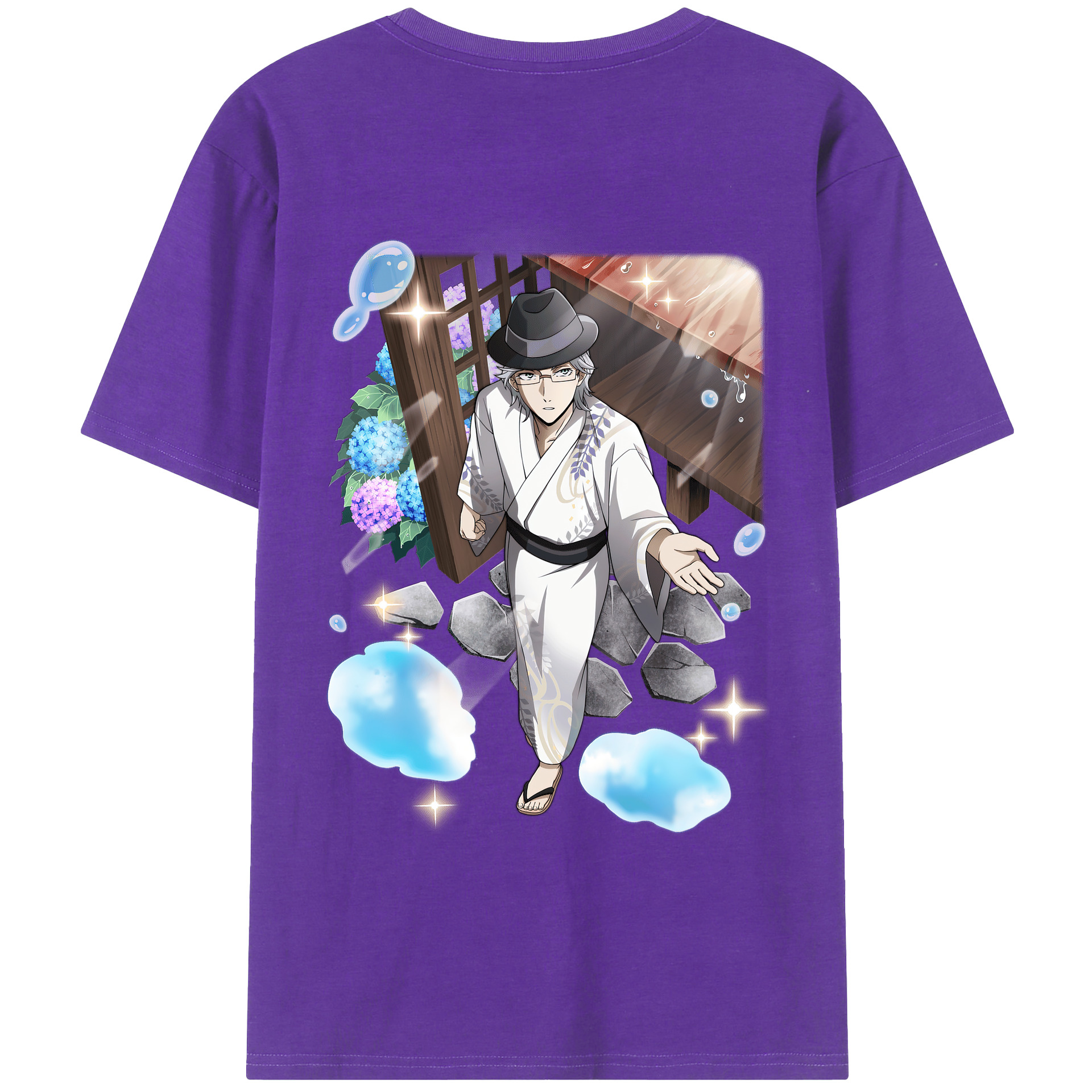 （画像用） 文豪ストレイドッグス Bungo Stray Dogs 綿100％ メンズ半袖Tシャツ（バックプリント） 通気性