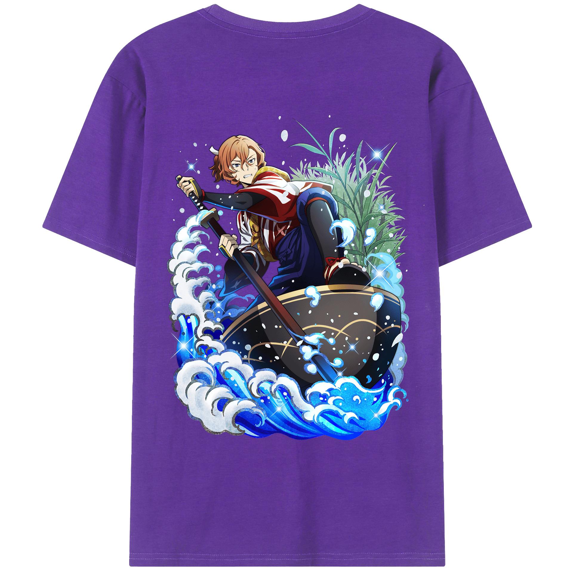 （画像用） 文豪ストレイドッグス Bungo Stray Dogs 綿100％ メンズ半袖Tシャツ（バックプリント） 通気性
