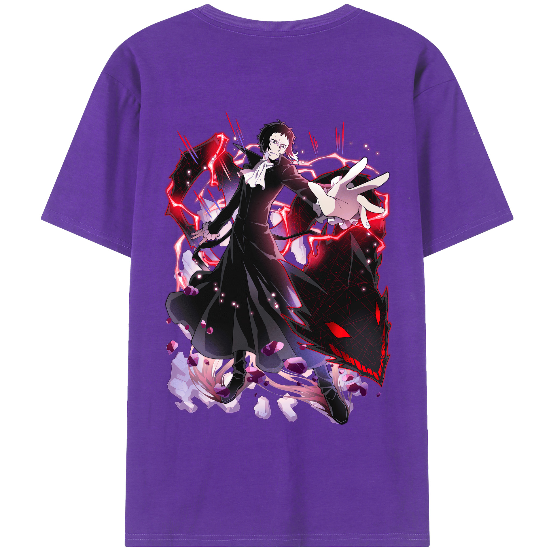 （画像用） 文豪ストレイドッグス Bungo Stray Dogs 綿100％ メンズ半袖Tシャツ（バックプリント） 通気性