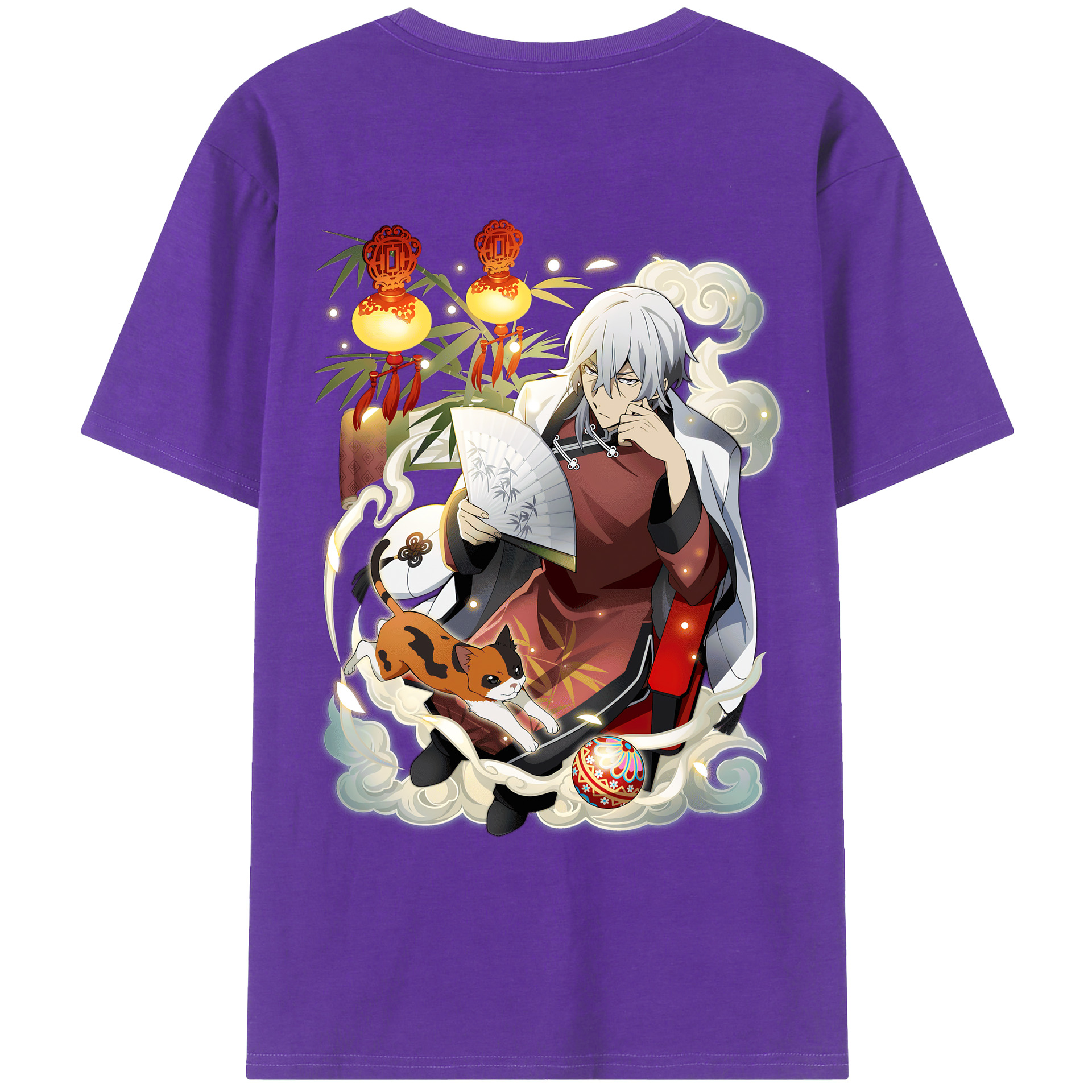 （画像用） 文豪ストレイドッグス Bungo Stray Dogs 綿100％ メンズ半袖Tシャツ（バックプリント） 通気性