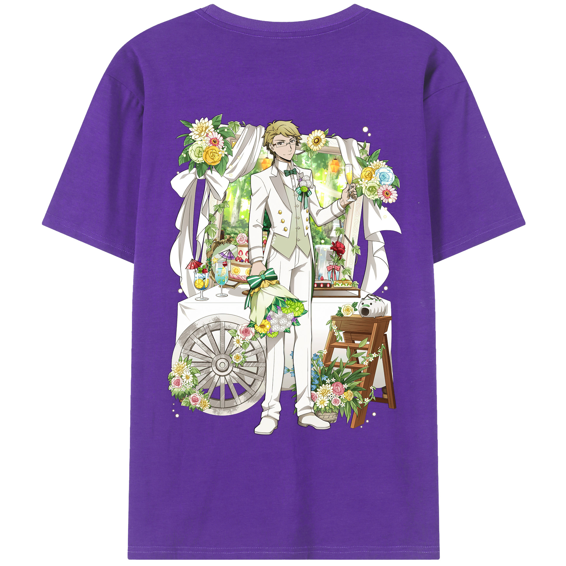（画像用） 文豪ストレイドッグス Bungo Stray Dogs 綿100％ メンズ半袖Tシャツ（バックプリント） 通気性