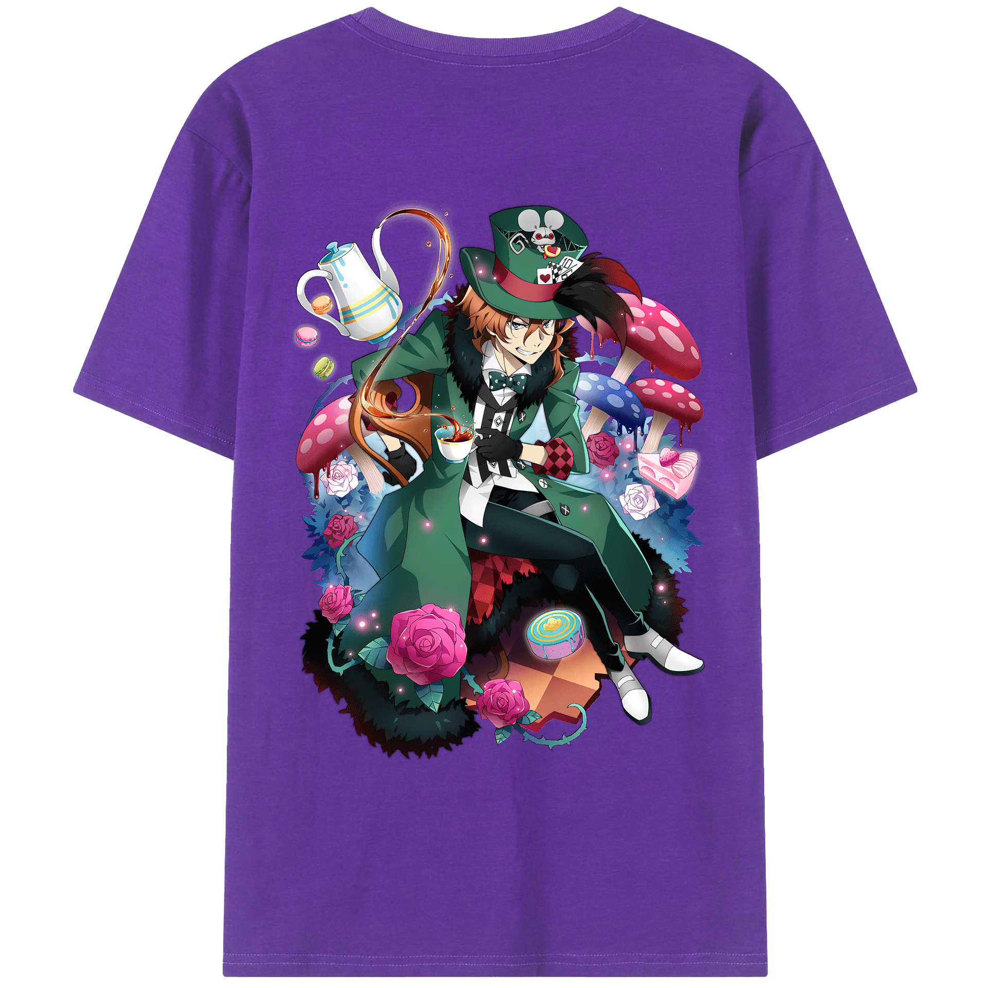 （画像用） 文豪ストレイドッグス Bungo Stray Dogs 綿100％ メンズ半袖Tシャツ（バックプリント） 通気性