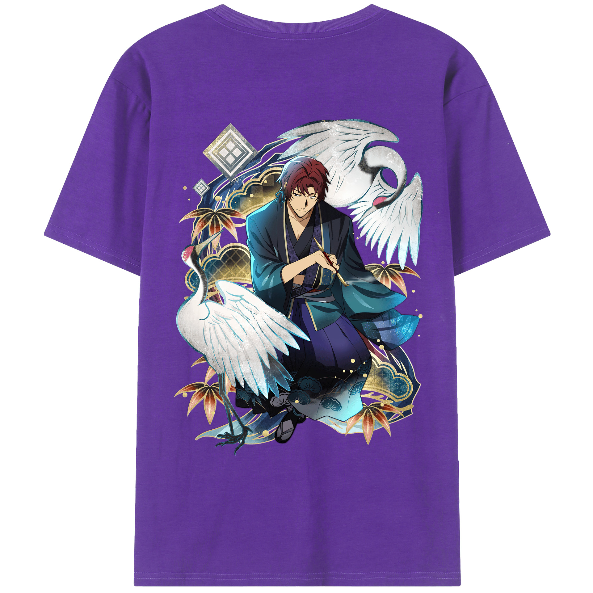 （画像用） 文豪ストレイドッグス Bungo Stray Dogs 綿100％ メンズ半袖Tシャツ（バックプリント） 通気性