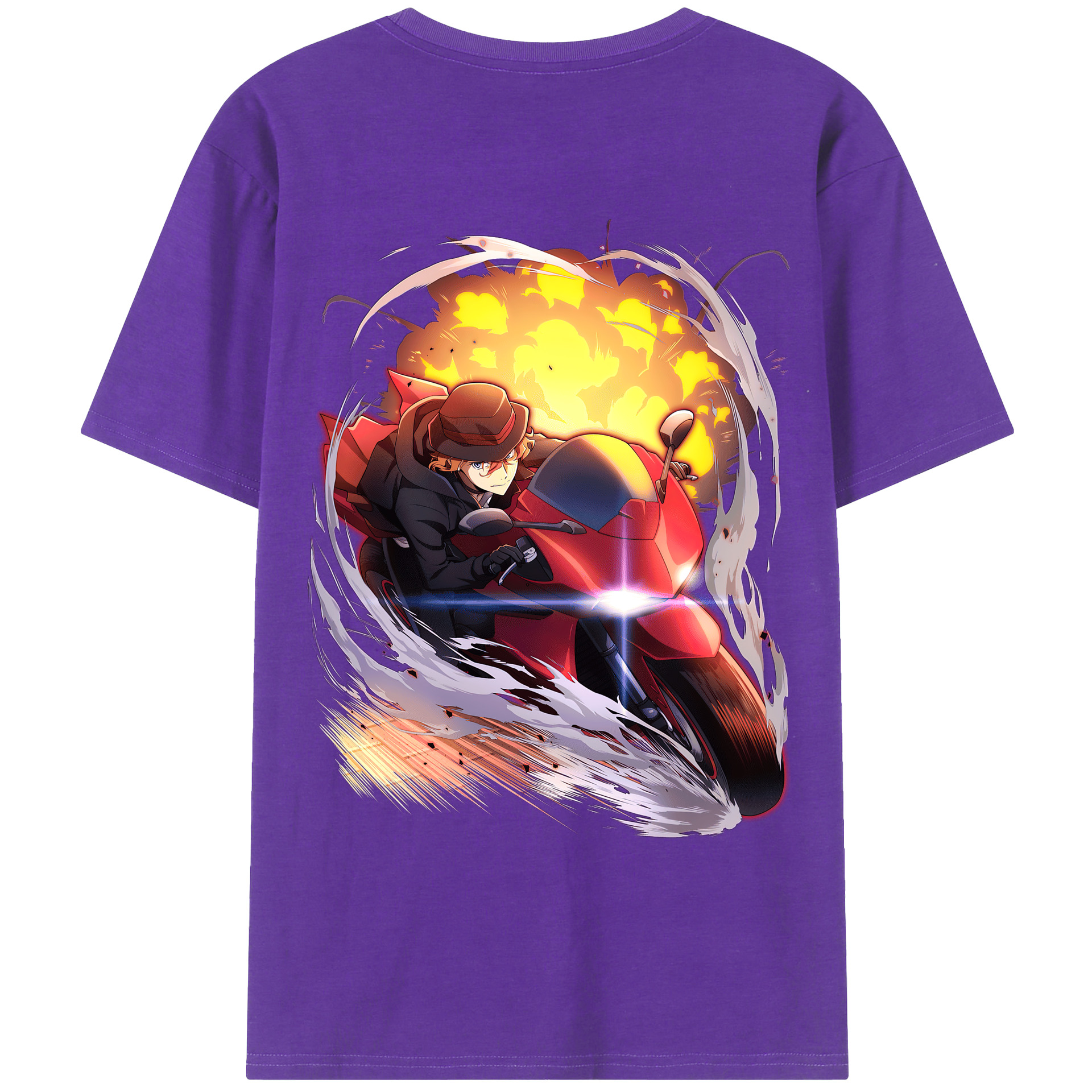 （画像用） 文豪ストレイドッグス Bungo Stray Dogs 綿100％ メンズ半袖Tシャツ（バックプリント） 通気性