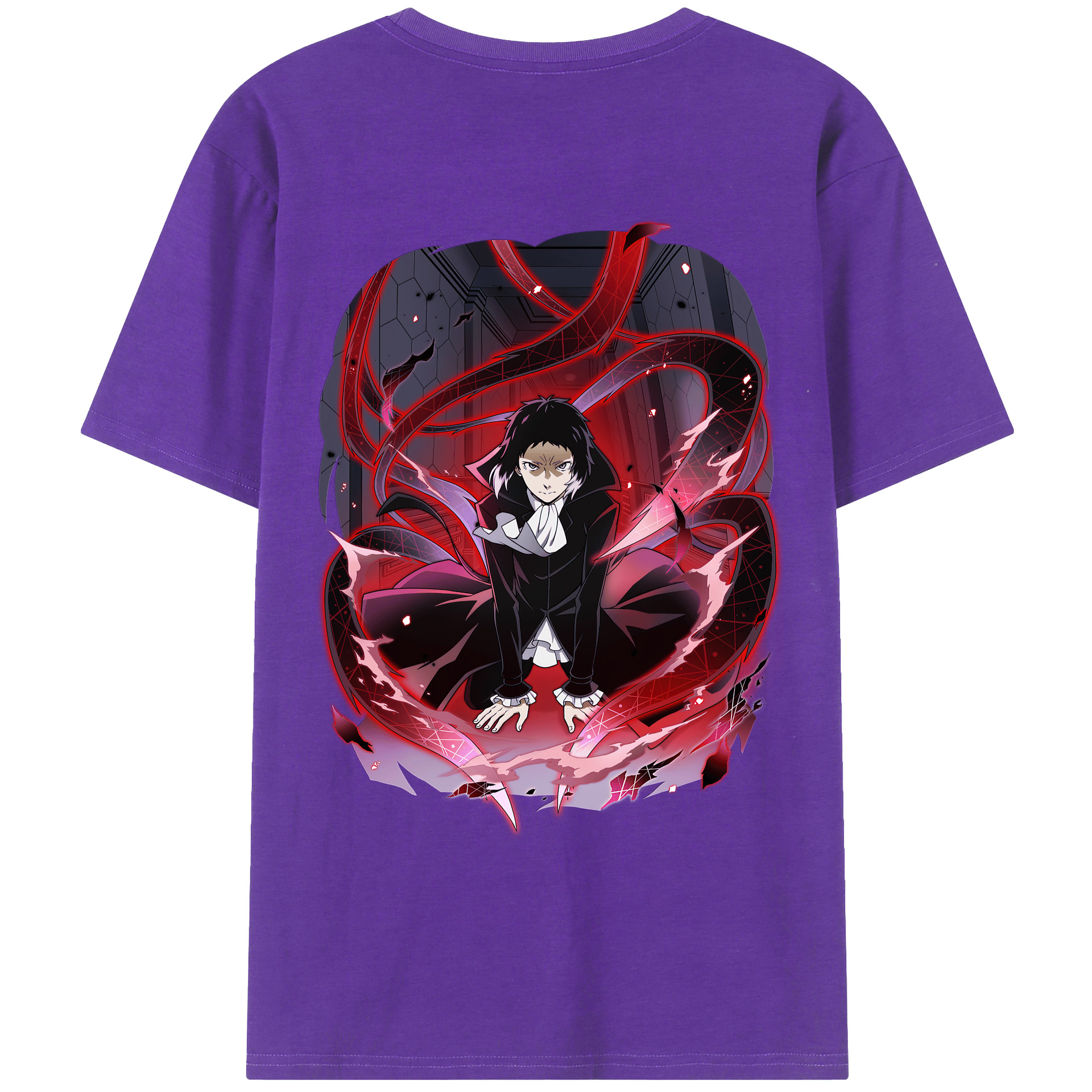 （画像用） 文豪ストレイドッグス Bungo Stray Dogs 綿100％ メンズ半袖Tシャツ（バックプリント） 通気性