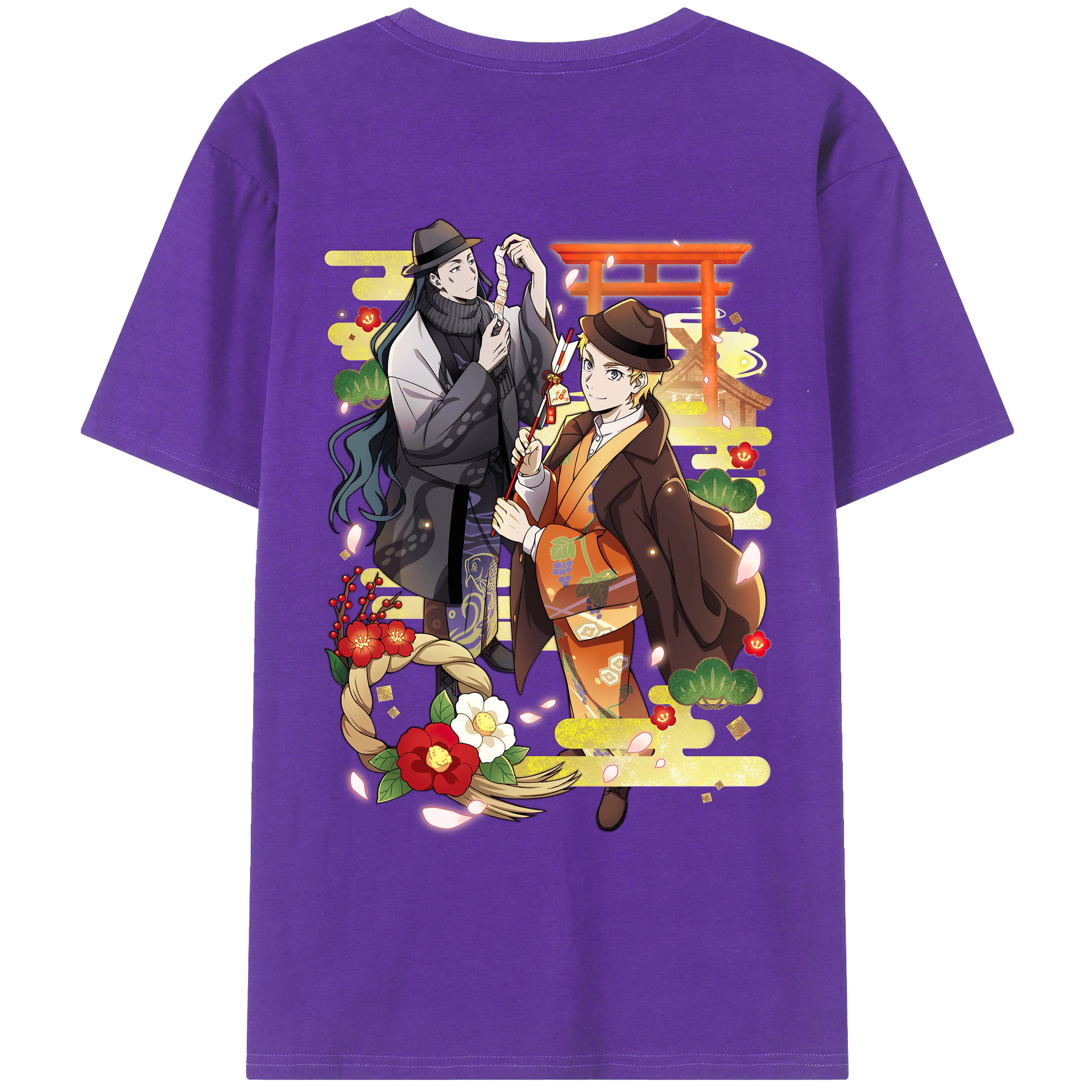 （画像用） 文豪ストレイドッグス Bungo Stray Dogs 綿100％ メンズ半袖Tシャツ（バックプリント） 通気性