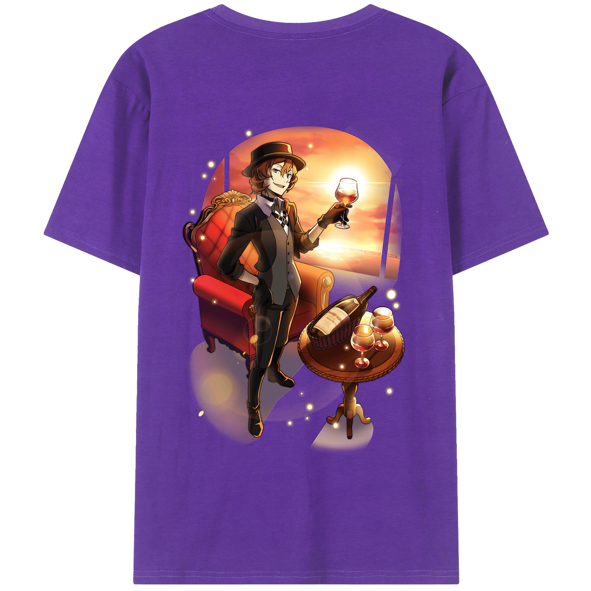 （画像用） 文豪ストレイドッグス Bungo Stray Dogs 綿100％ メンズ半袖Tシャツ（バックプリント） 通気性