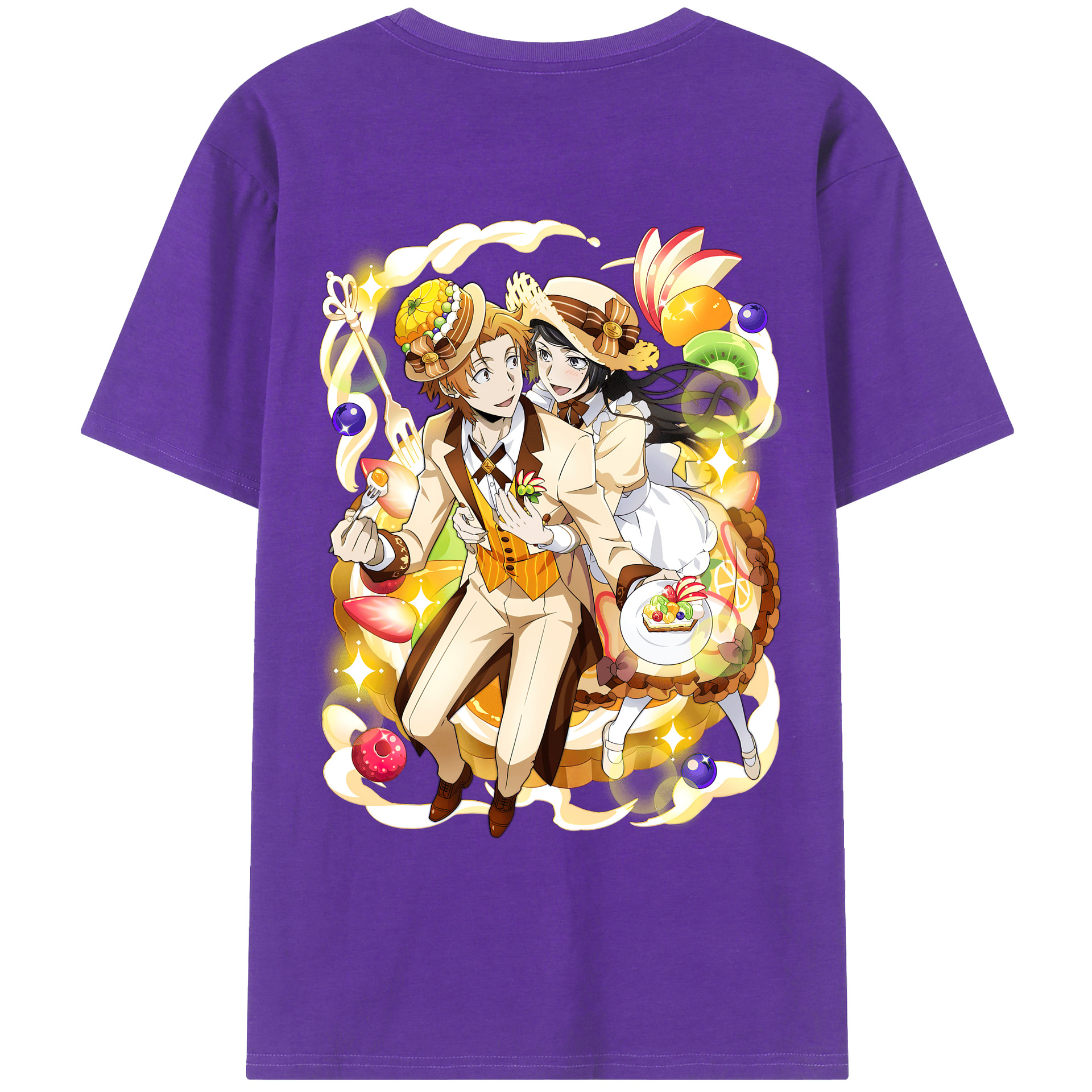 （画像用） 文豪ストレイドッグス Bungo Stray Dogs 綿100％ メンズ半袖Tシャツ（バックプリント） 通気性