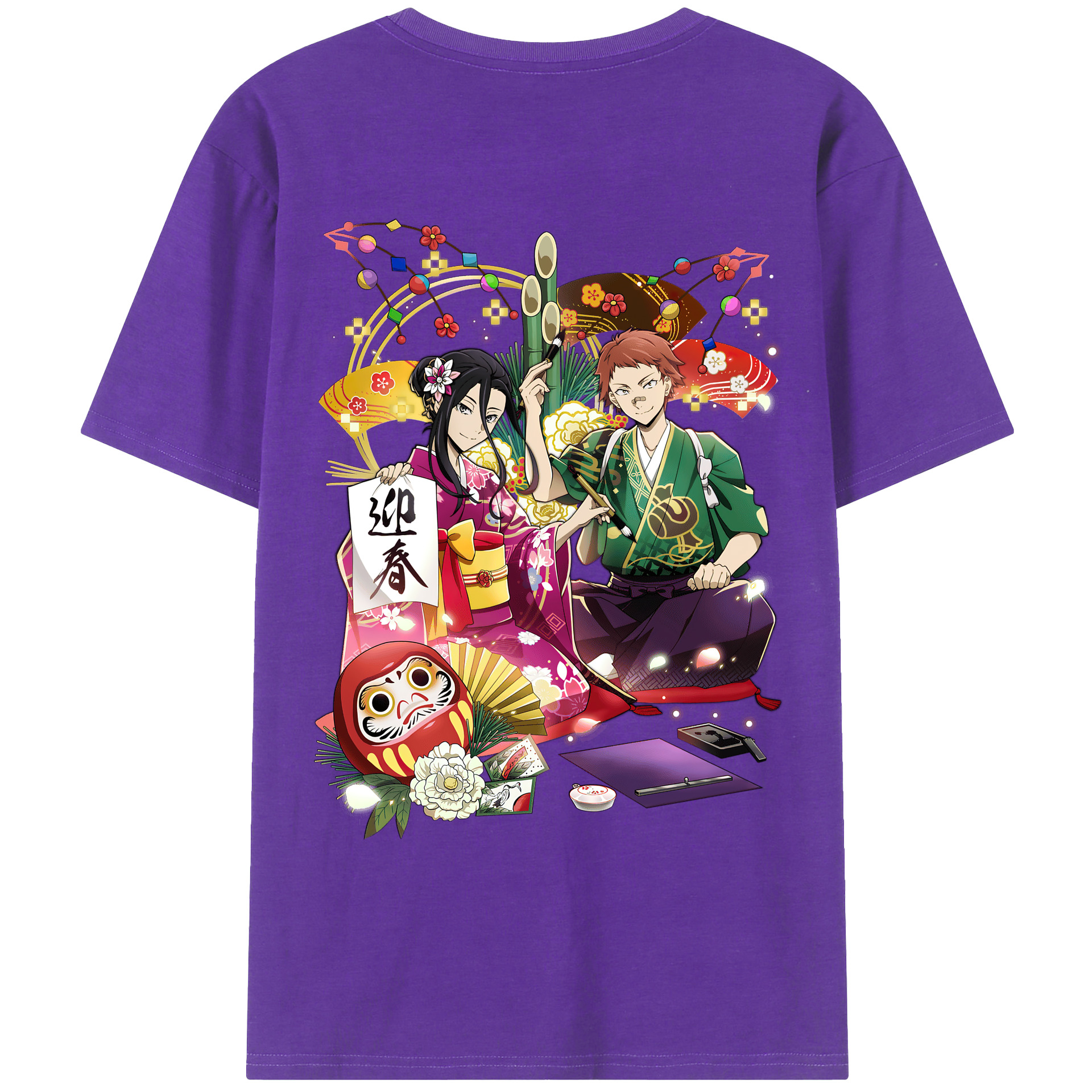 （画像用） 文豪ストレイドッグス Bungo Stray Dogs 綿100％ メンズ半袖Tシャツ（バックプリント） 通気性