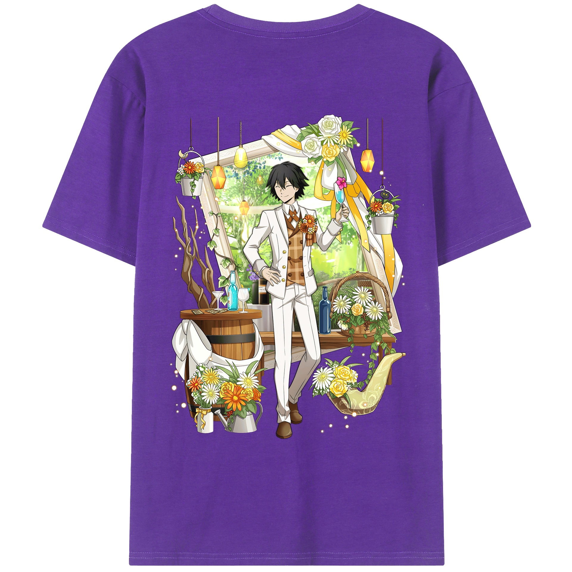 （画像用） 文豪ストレイドッグス Bungo Stray Dogs 綿100％ メンズ半袖Tシャツ（バックプリント） 通気性
