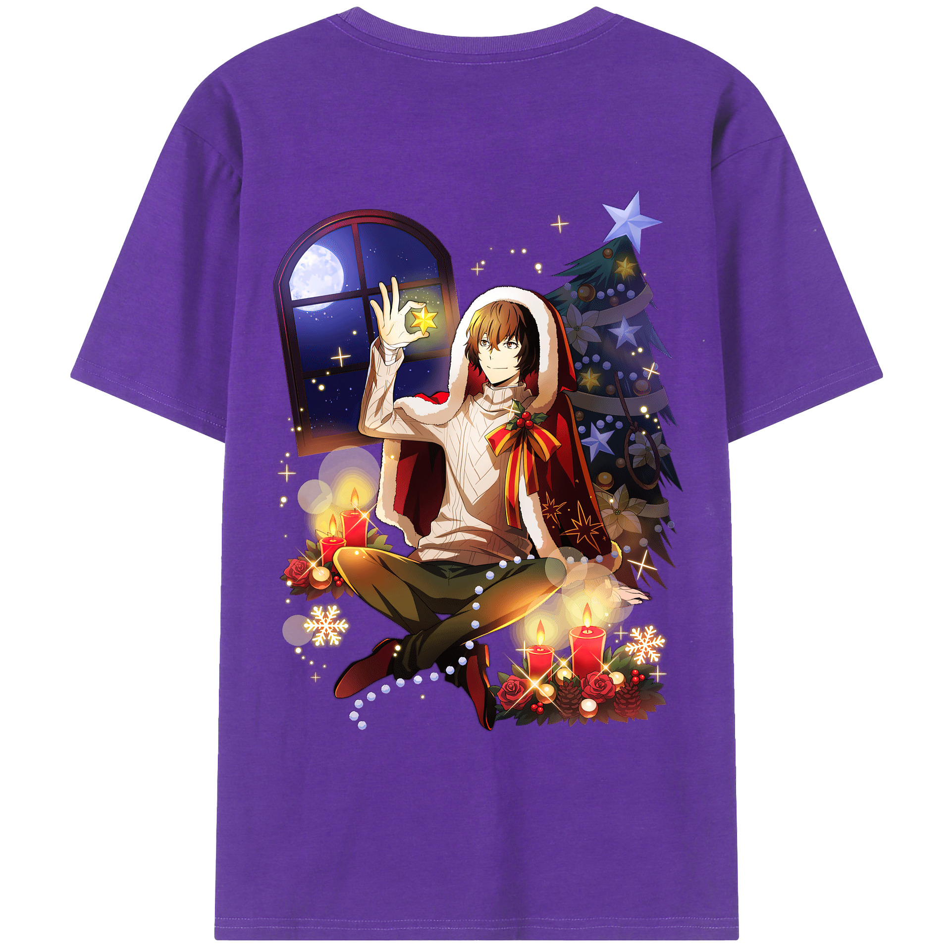 （画像用） 文豪ストレイドッグス Bungo Stray Dogs 綿100％ メンズ半袖Tシャツ（バックプリント） 通気性