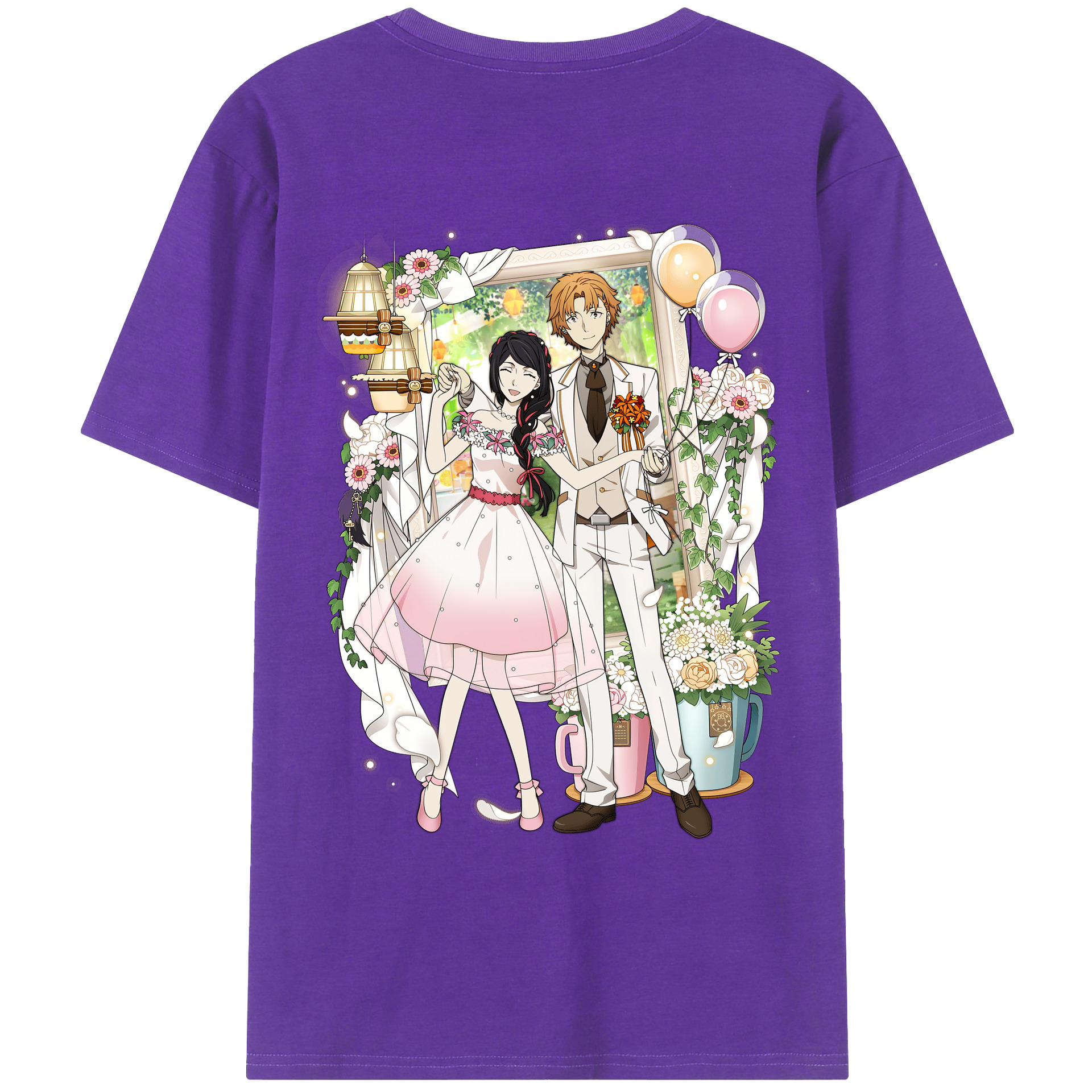 （画像用） 文豪ストレイドッグス Bungo Stray Dogs 綿100％ メンズ半袖Tシャツ（バックプリント） 通気性