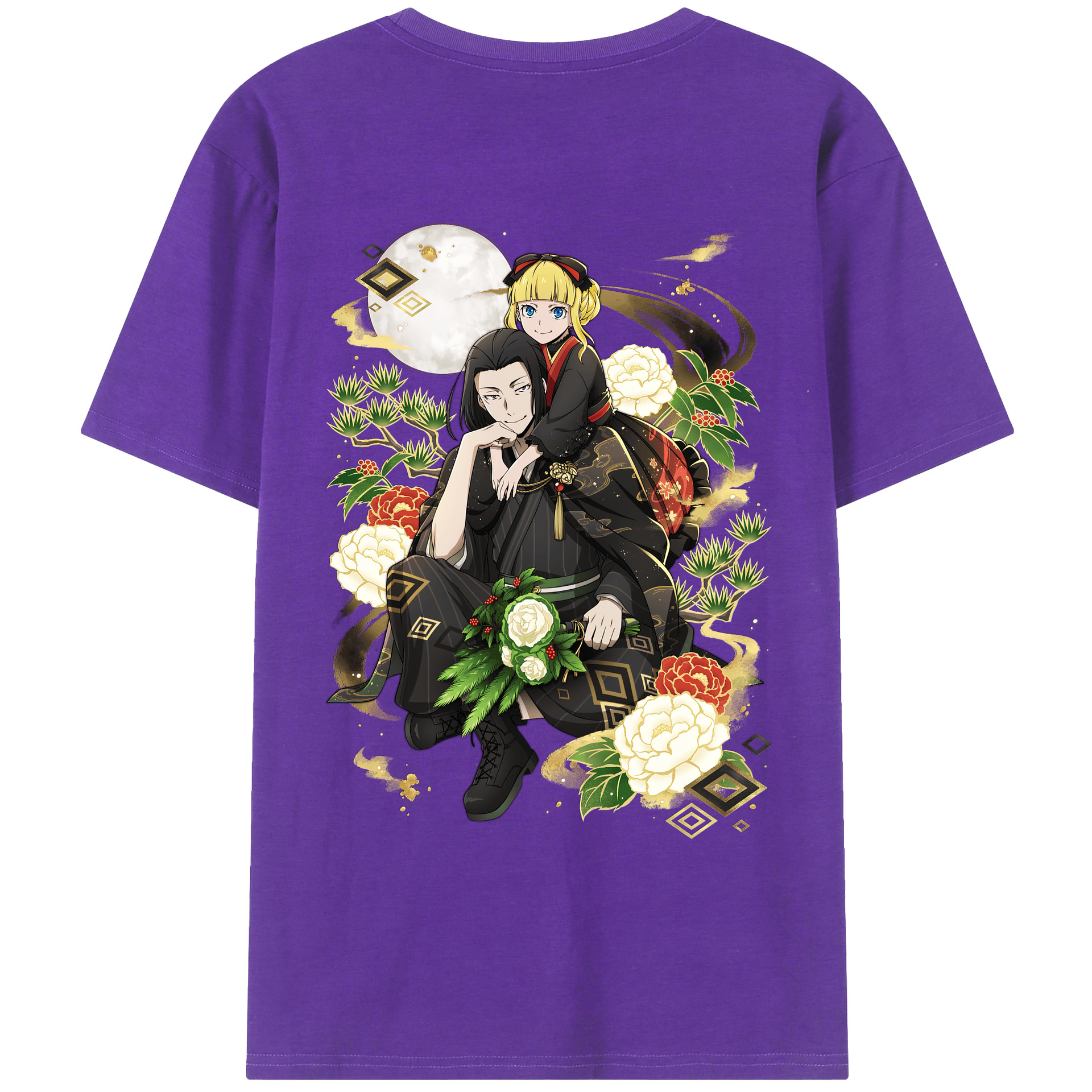 （画像用） 文豪ストレイドッグス Bungo Stray Dogs 綿100％ メンズ半袖Tシャツ（バックプリント） 通気性