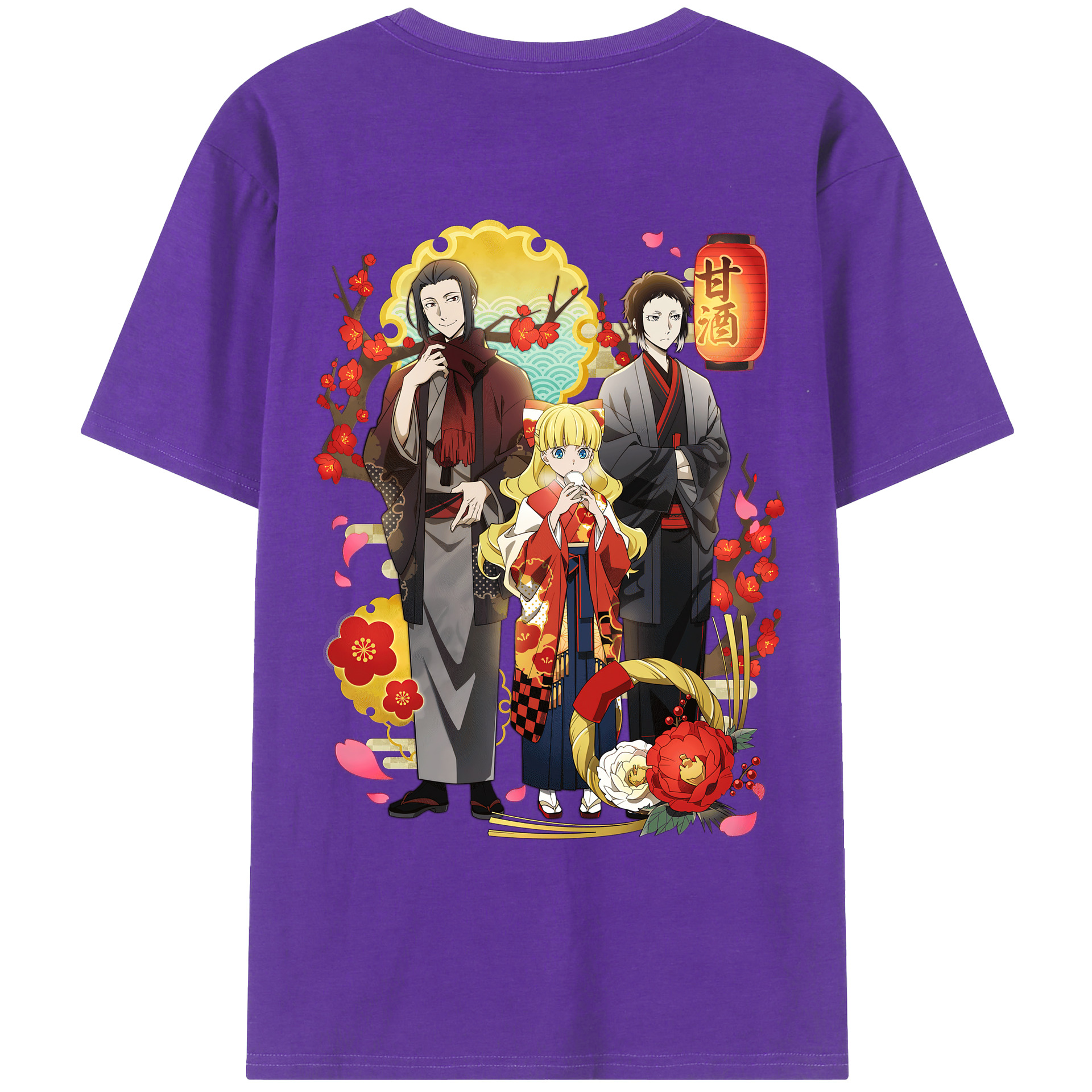 （画像用） 文豪ストレイドッグス Bungo Stray Dogs 綿100％ メンズ半袖Tシャツ（バックプリント） 通気性