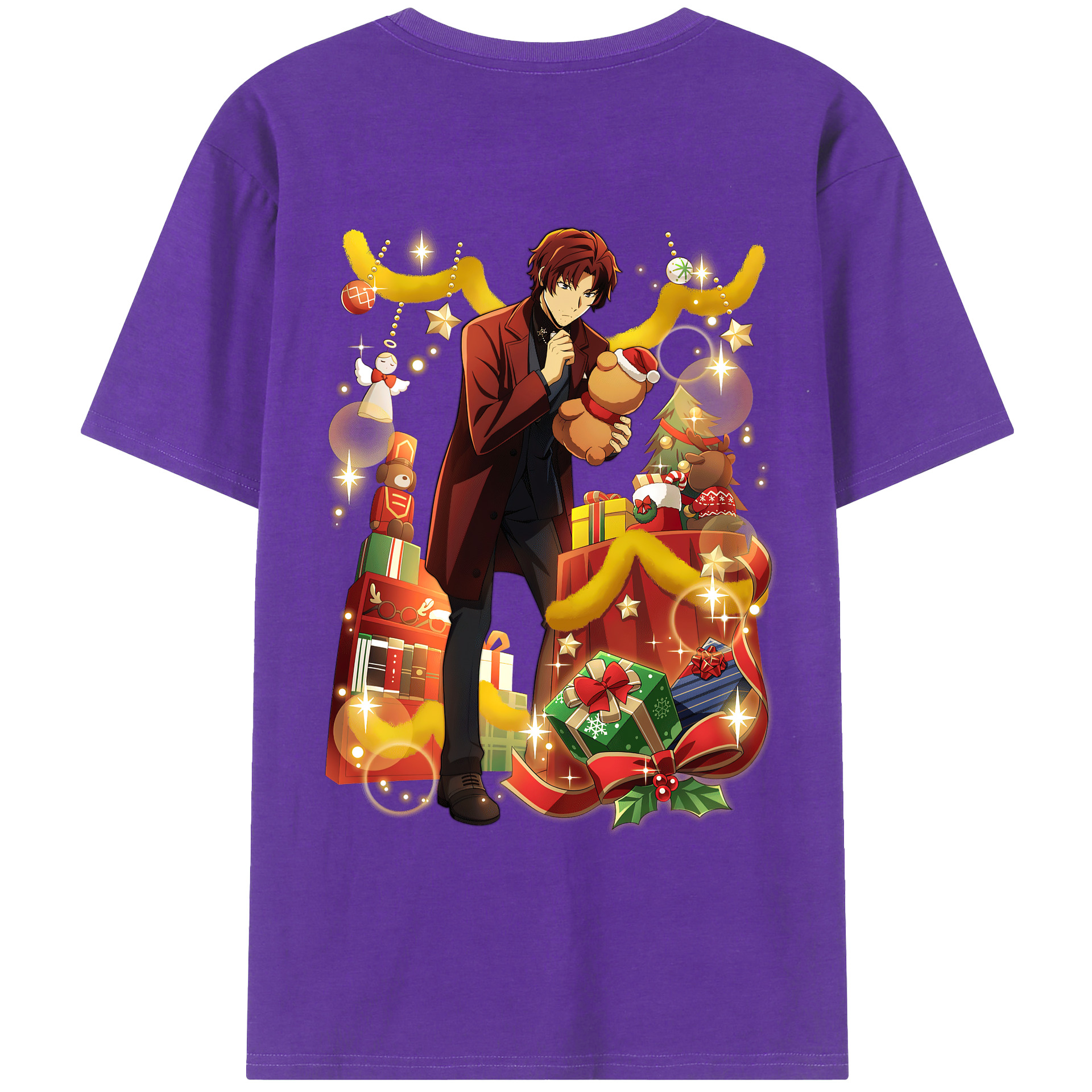 （画像用） 文豪ストレイドッグス Bungo Stray Dogs 綿100％ メンズ半袖Tシャツ（バックプリント） 通気性
